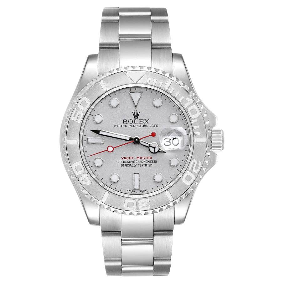 Rolex Yacht-Master 40mm 16622 Stainless Steel Watch Platinum Dial Platinum Bezel For Sale
