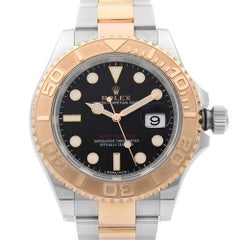 Rolex Yacht-Master 18K Everose Gold Steel Black Dial Mens Watch 116621
