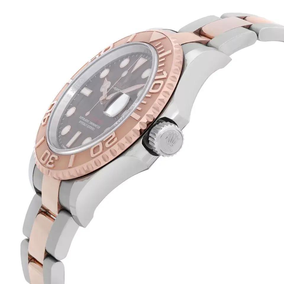 Men's Rolex Yacht Master 40mm 18K Gold Steel Chocolate Dial Automatic Watch 116621 For Sale
