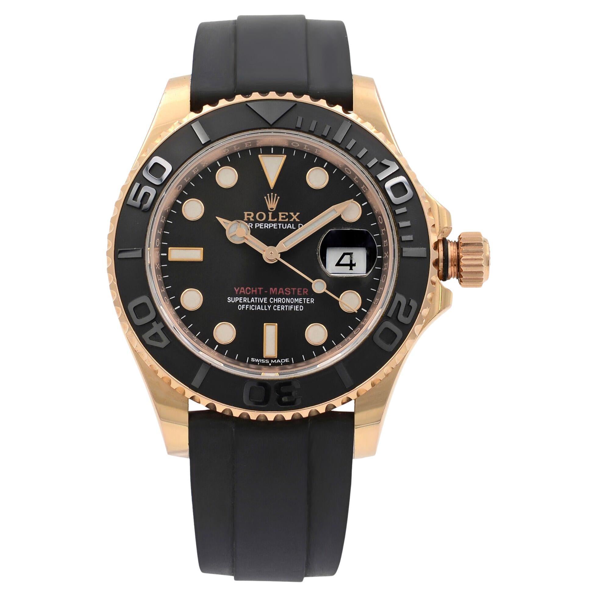 Rolex Yacht-Master 18k Rose Gold Black Dial Automatic Mens Watch 116655