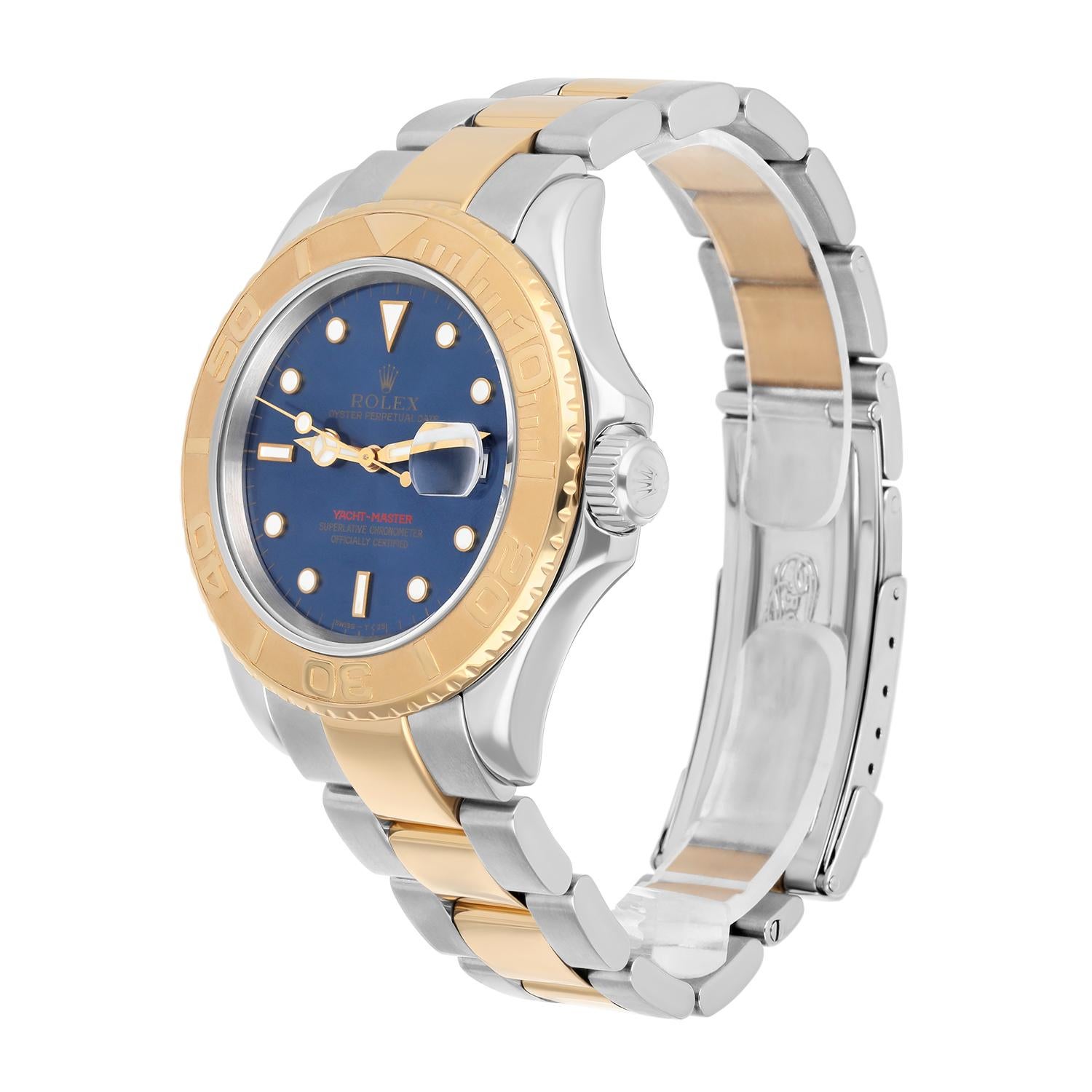 Men's Rolex Yacht-Master 40mm 18K Yellow Gold Stainless Steel Blue Dial 16623