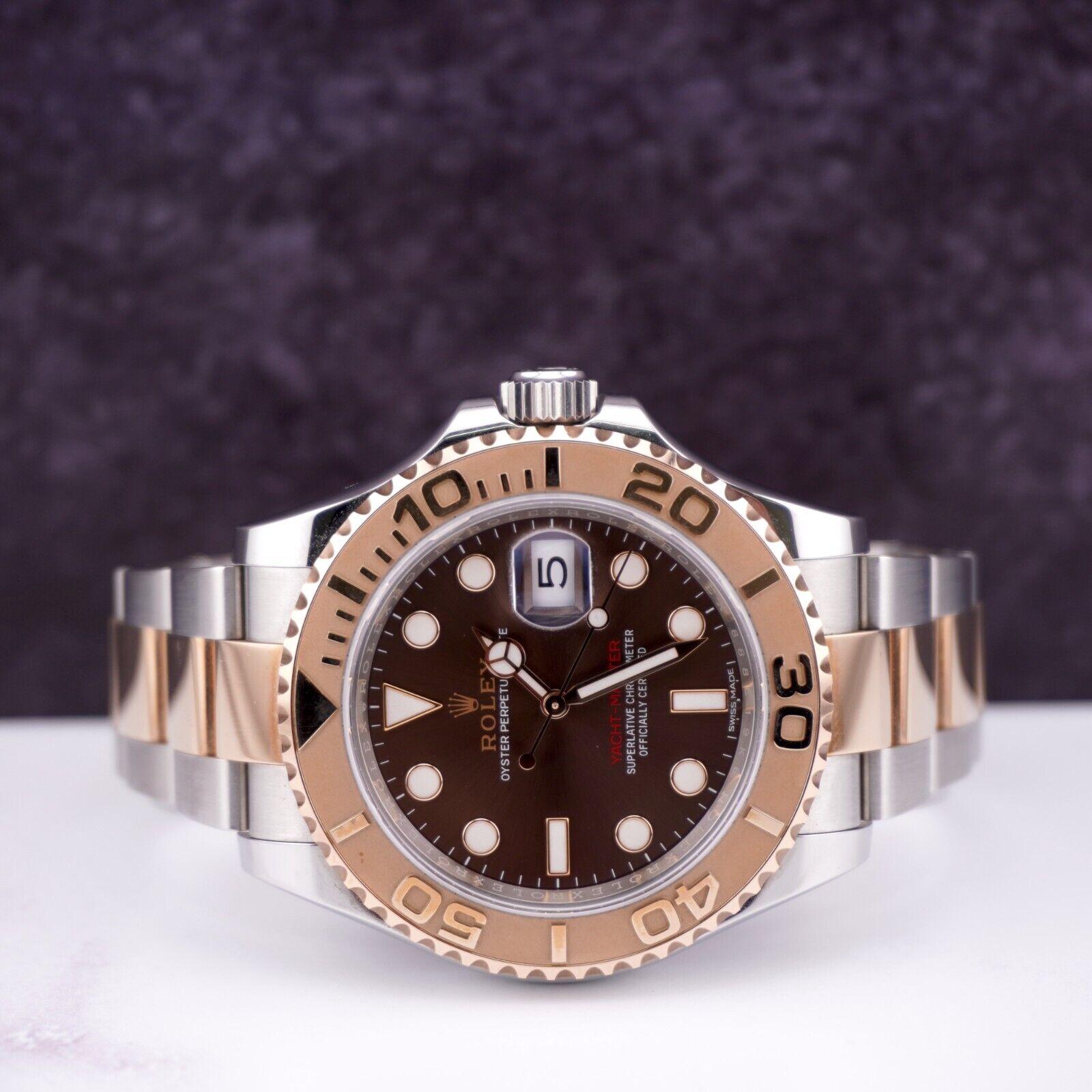 Rolex Yacht-Master 40mm Oyster 18k Rose Gold & Steel Watch Chocolate Dial 116621 For Sale 1