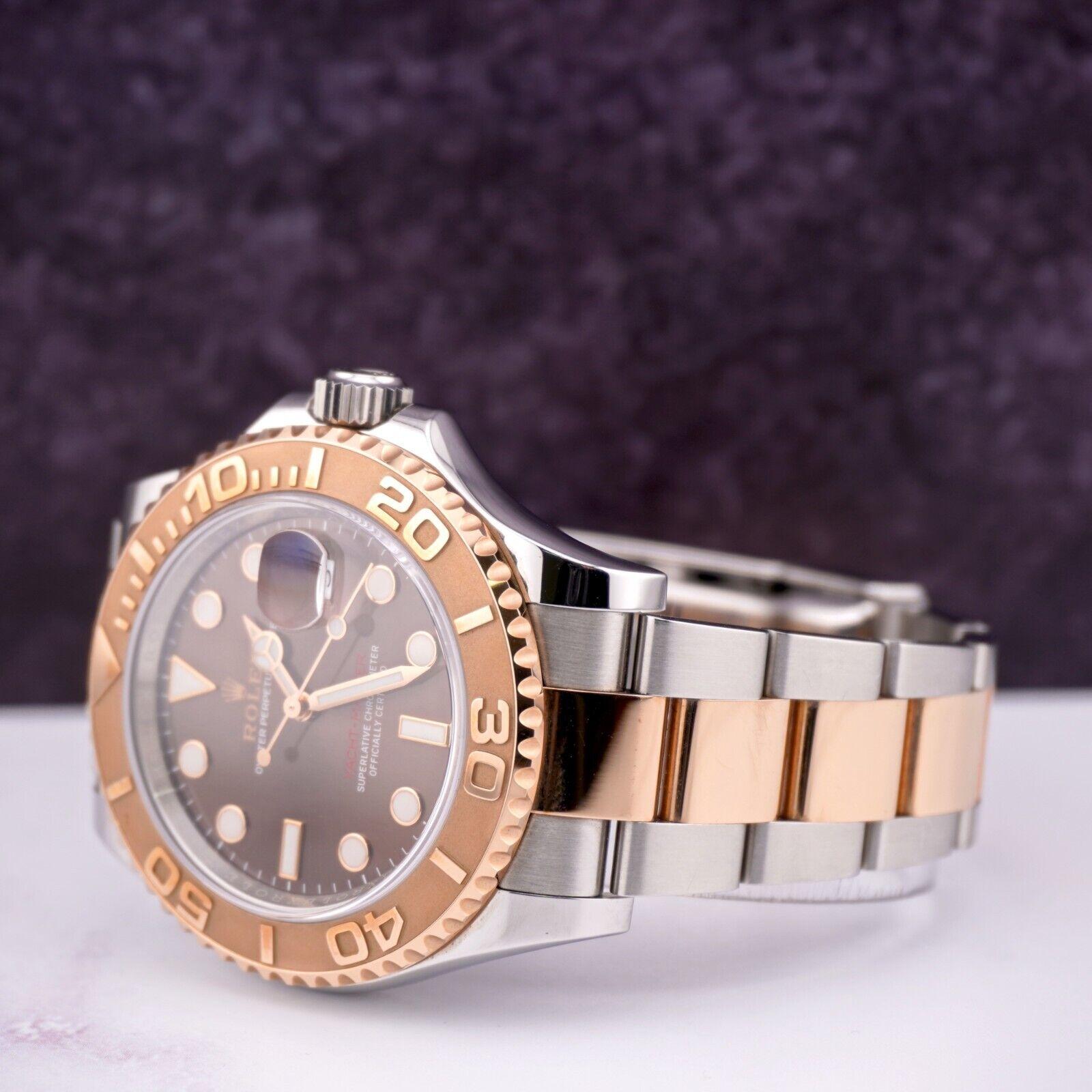 Rolex Yacht-Master 40mm Oyster 18k Rose Gold & Steel Watch Chocolate Dial 116621 For Sale 3