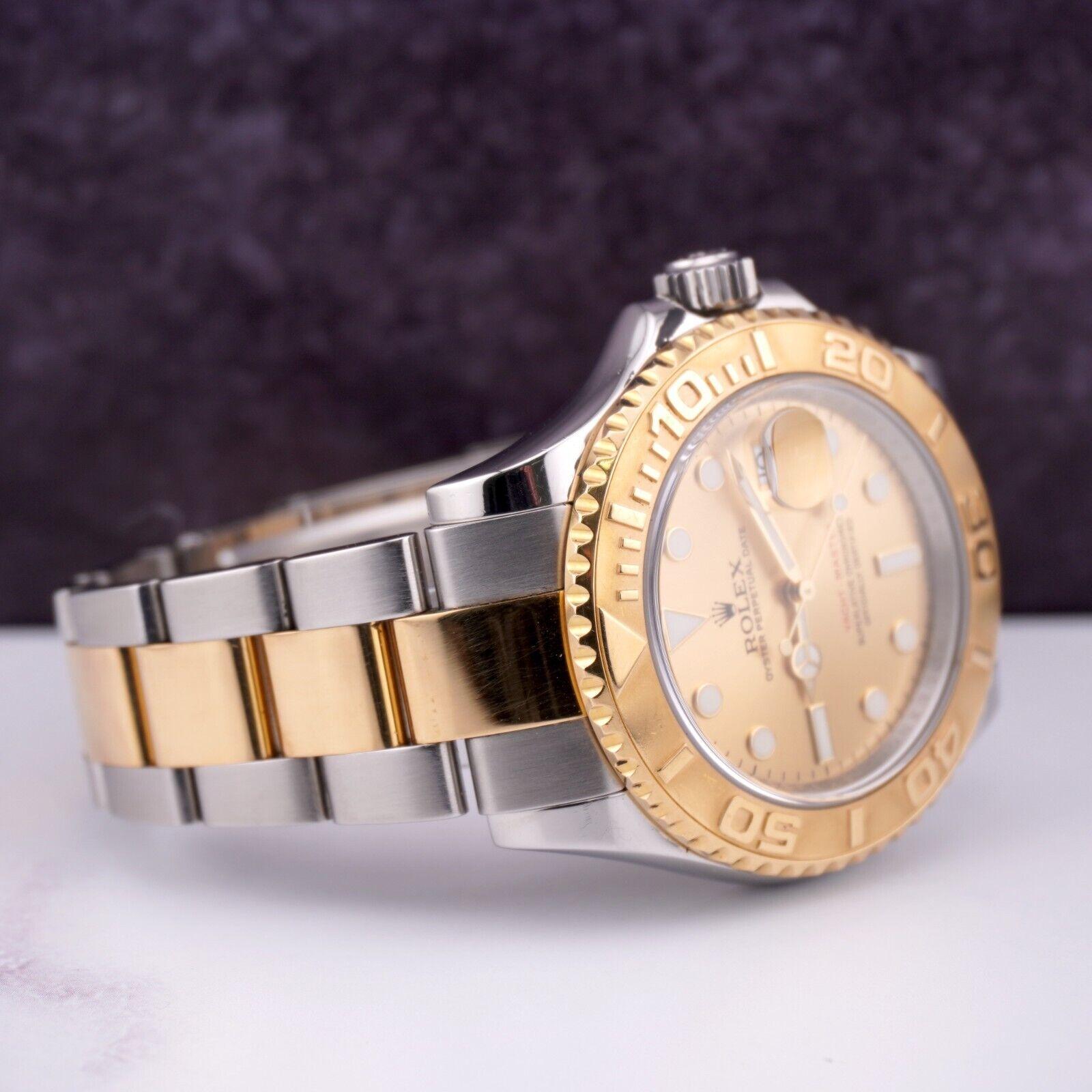 Women's or Men's Rolex Yacht-Master 40mm Oyster Date 18k Yellow Gold & Steel Watch Dial 16623 For Sale