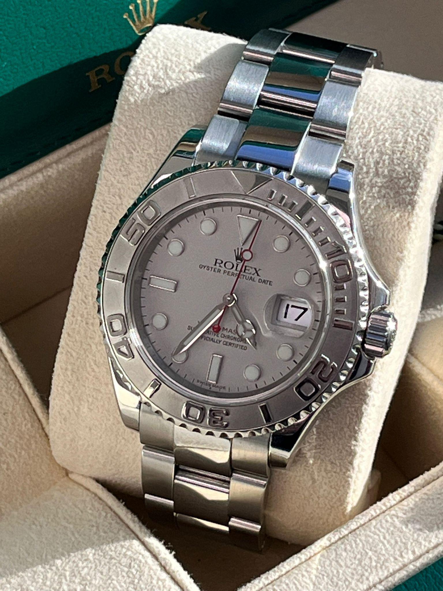 Rolex Yacht-Master 40mm Platinum Dial Bezel Oyster Stainless Steel Watch 16622 For Sale 5
