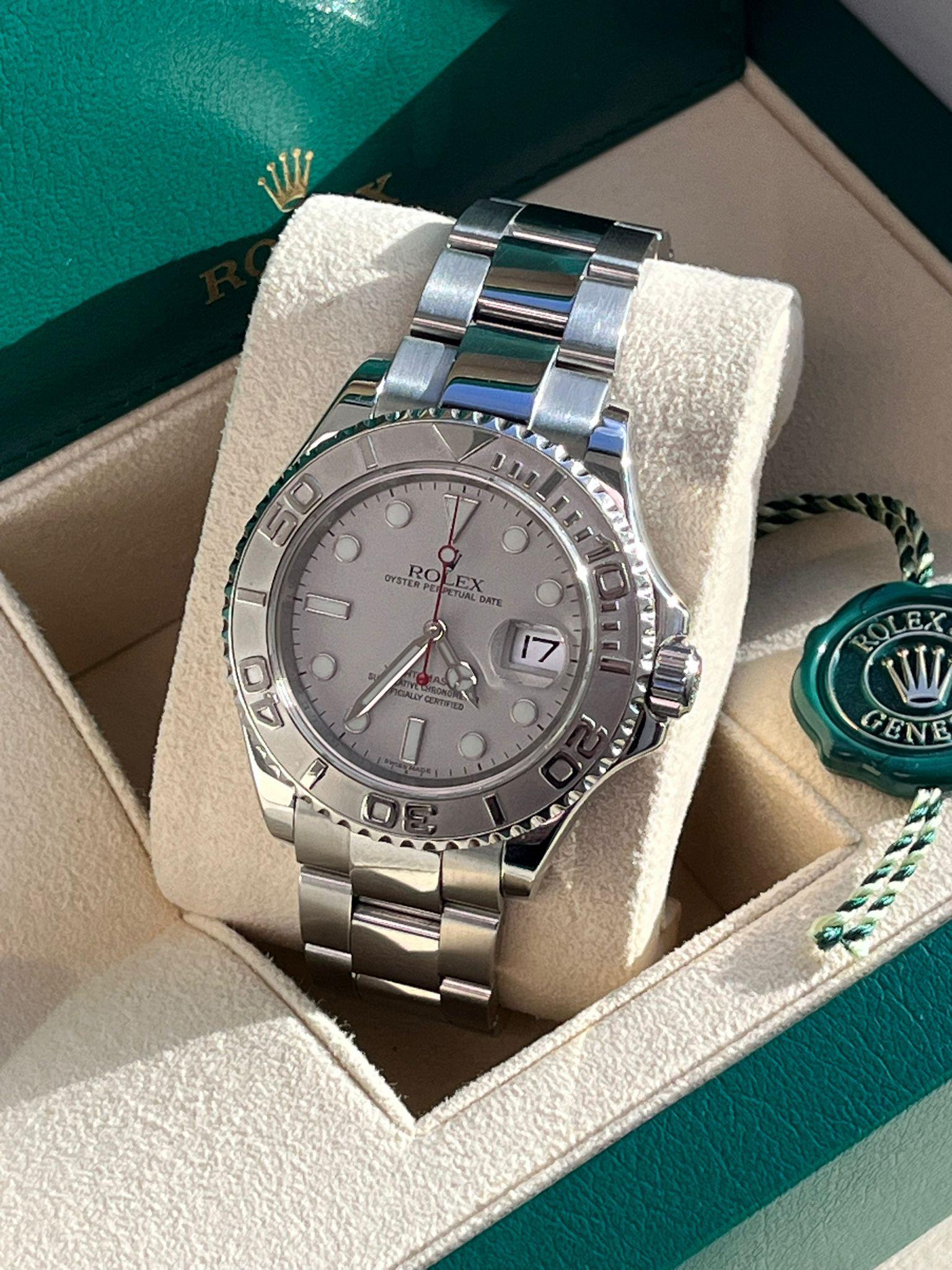 Rolex Yacht-Master 40mm Platinum Dial Bezel Oyster Stainless Steel Watch 16622 For Sale 6