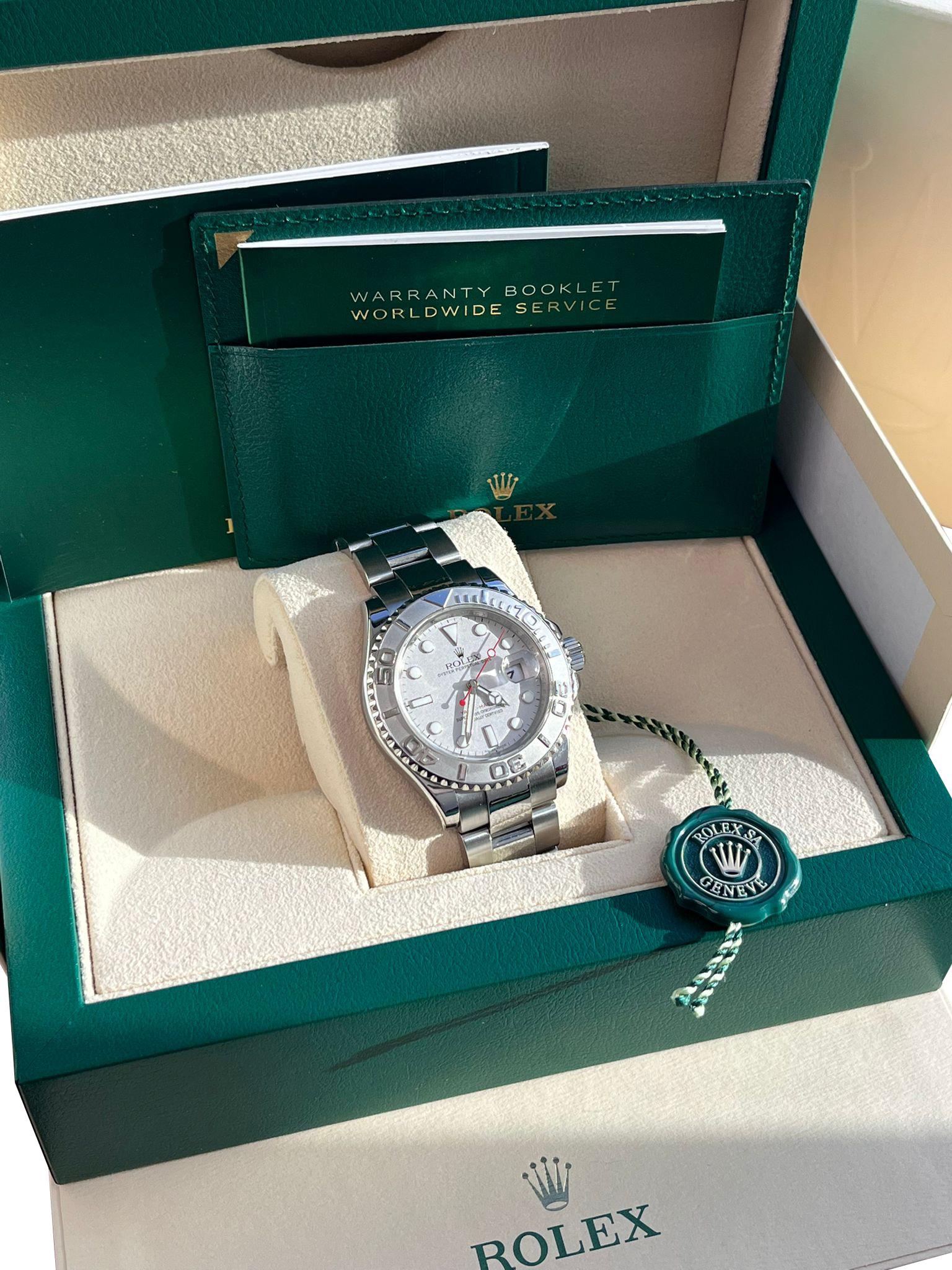 Modernist Rolex Yacht-Master 40mm Platinum Dial Bezel Oyster Stainless Steel Watch 16622 For Sale