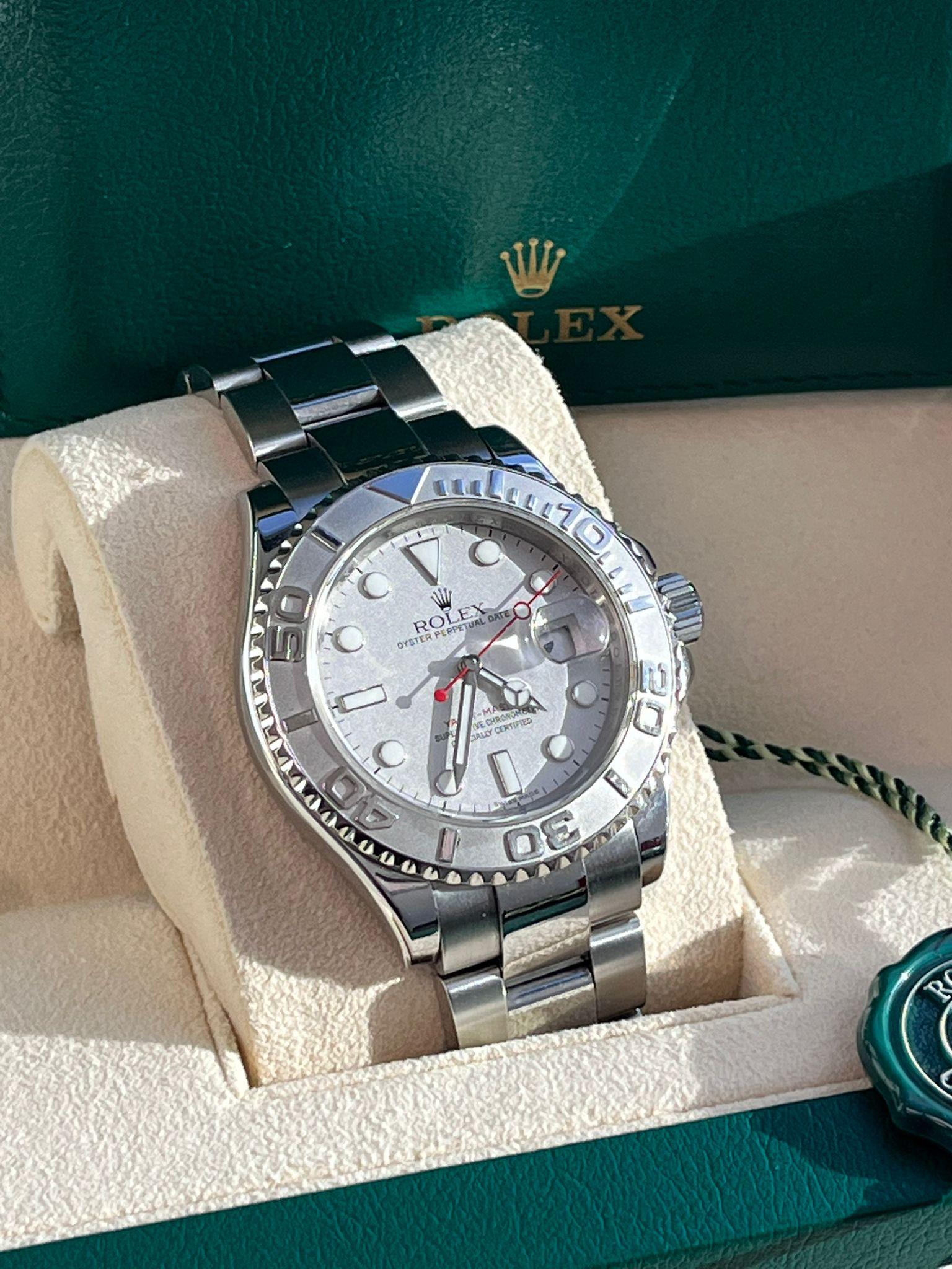 Men's Rolex Yacht-Master 40mm Platinum Dial Bezel Oyster Stainless Steel Watch 16622 For Sale