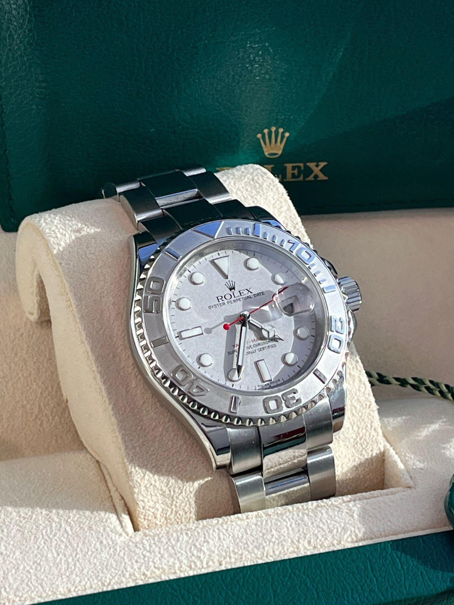 Rolex Yacht-Master 40mm Platinum Dial Bezel Oyster Stainless Steel Watch 16622 For Sale 2