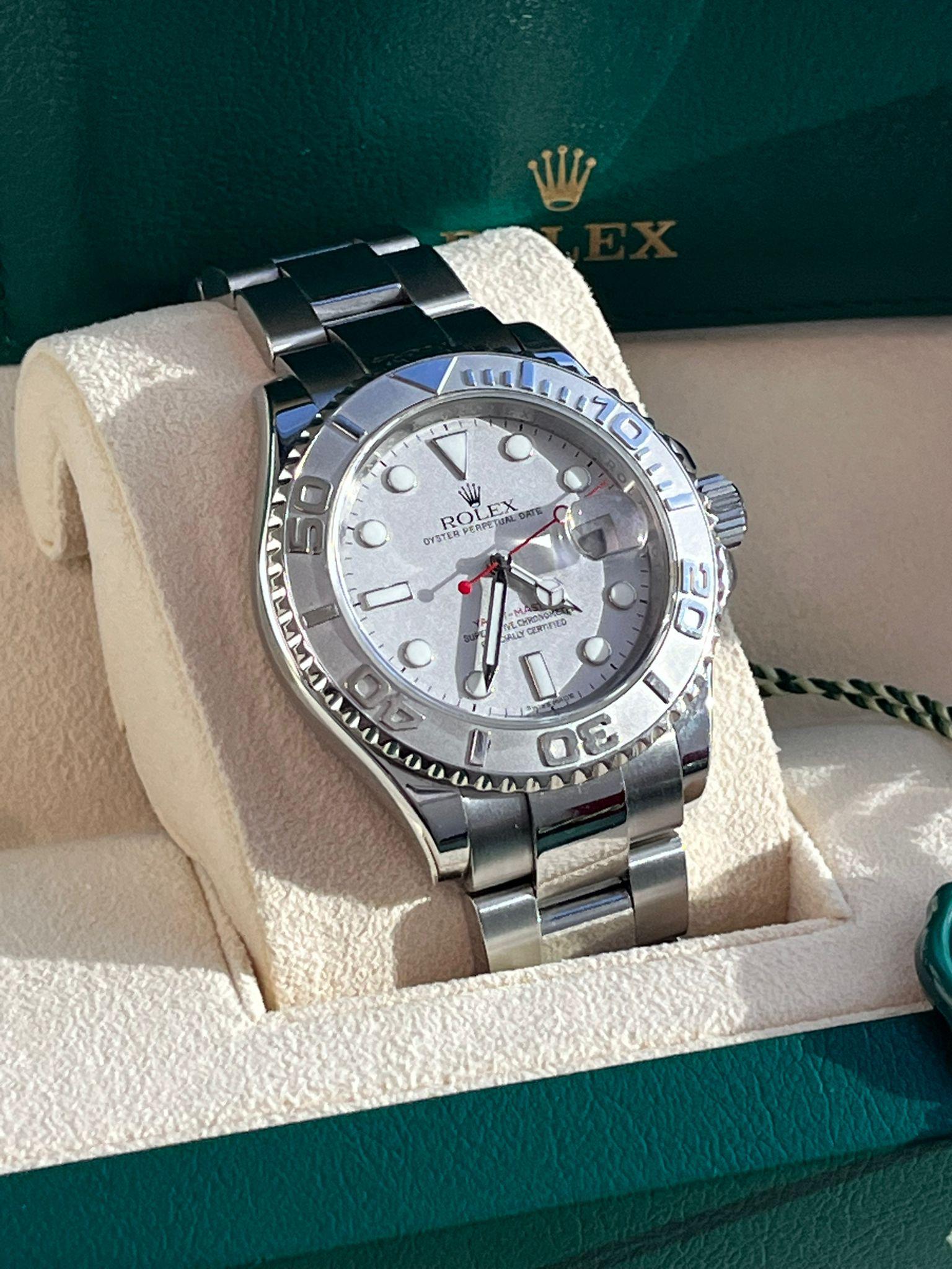 Rolex Yacht-Master 40mm Platinum Dial Bezel Oyster Stainless Steel Watch 16622 For Sale 3