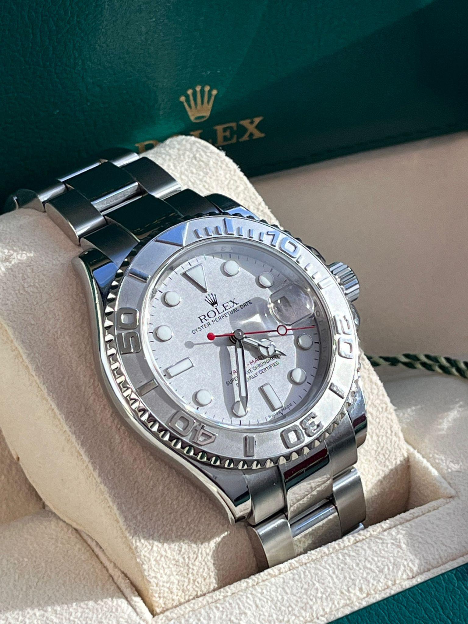 Rolex Yacht-Master 40mm Platinum Dial Bezel Oyster Stainless Steel Watch 16622 For Sale 4