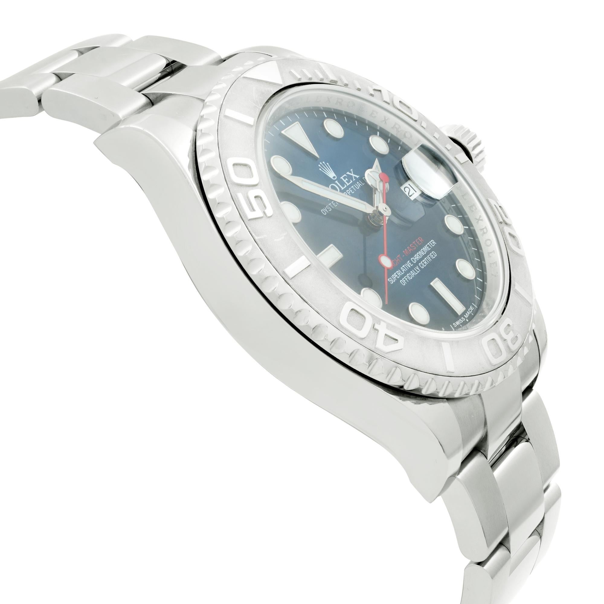 Men's Rolex Yacht-Master 40mm Platinum Steel Blue Dial Automatic Mens Watch 116622 For Sale