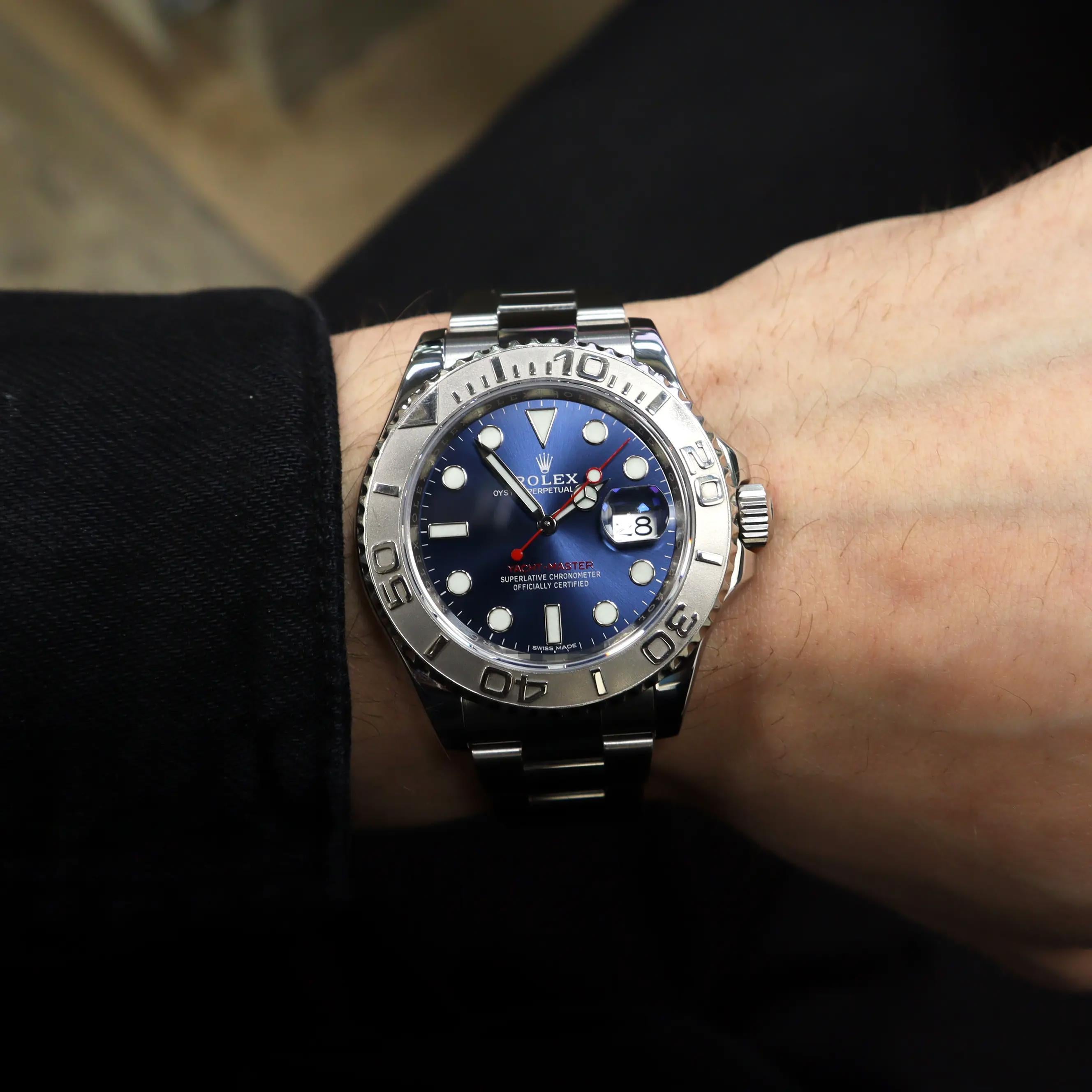Men's Rolex Yacht-Master 40mm Platinum Steel Blue Dial Automatic Mens Watch 116622 For Sale