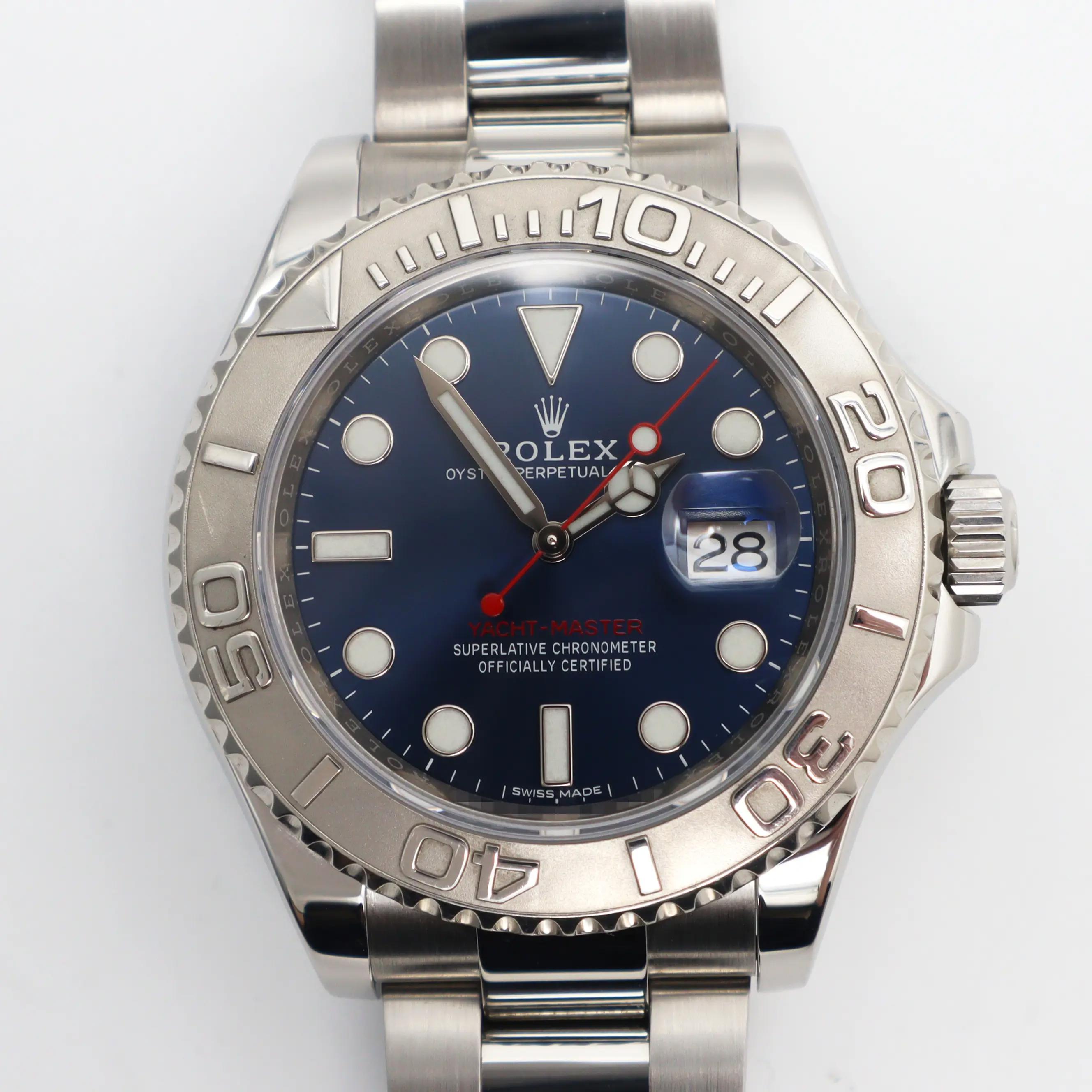 Rolex Yacht-Master 40mm Platinum Steel Blue Dial Automatic Mens Watch 116622 For Sale 4