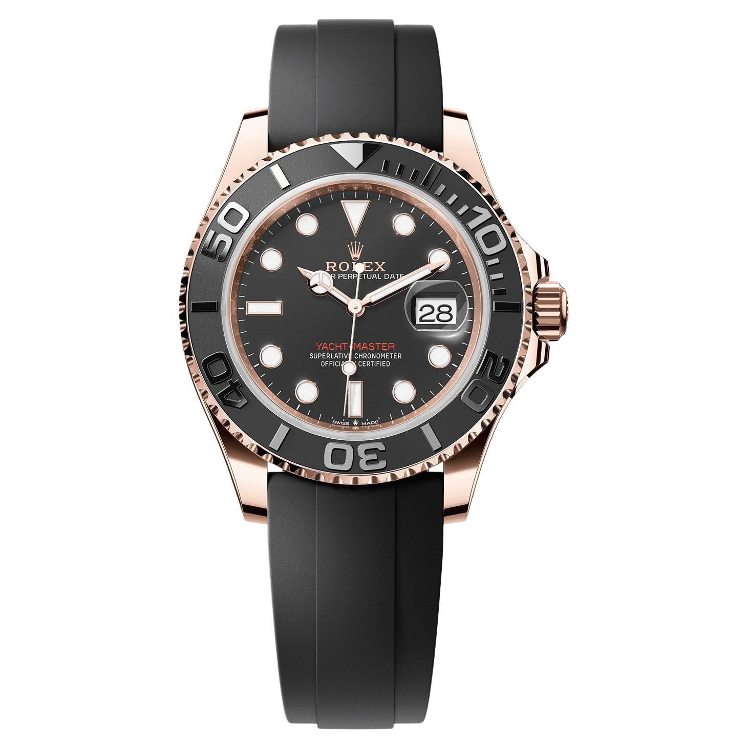 Rolex Yacht-Master 40mm Oro Rosa Automatico Oysterflex Uomo Orologio 116655