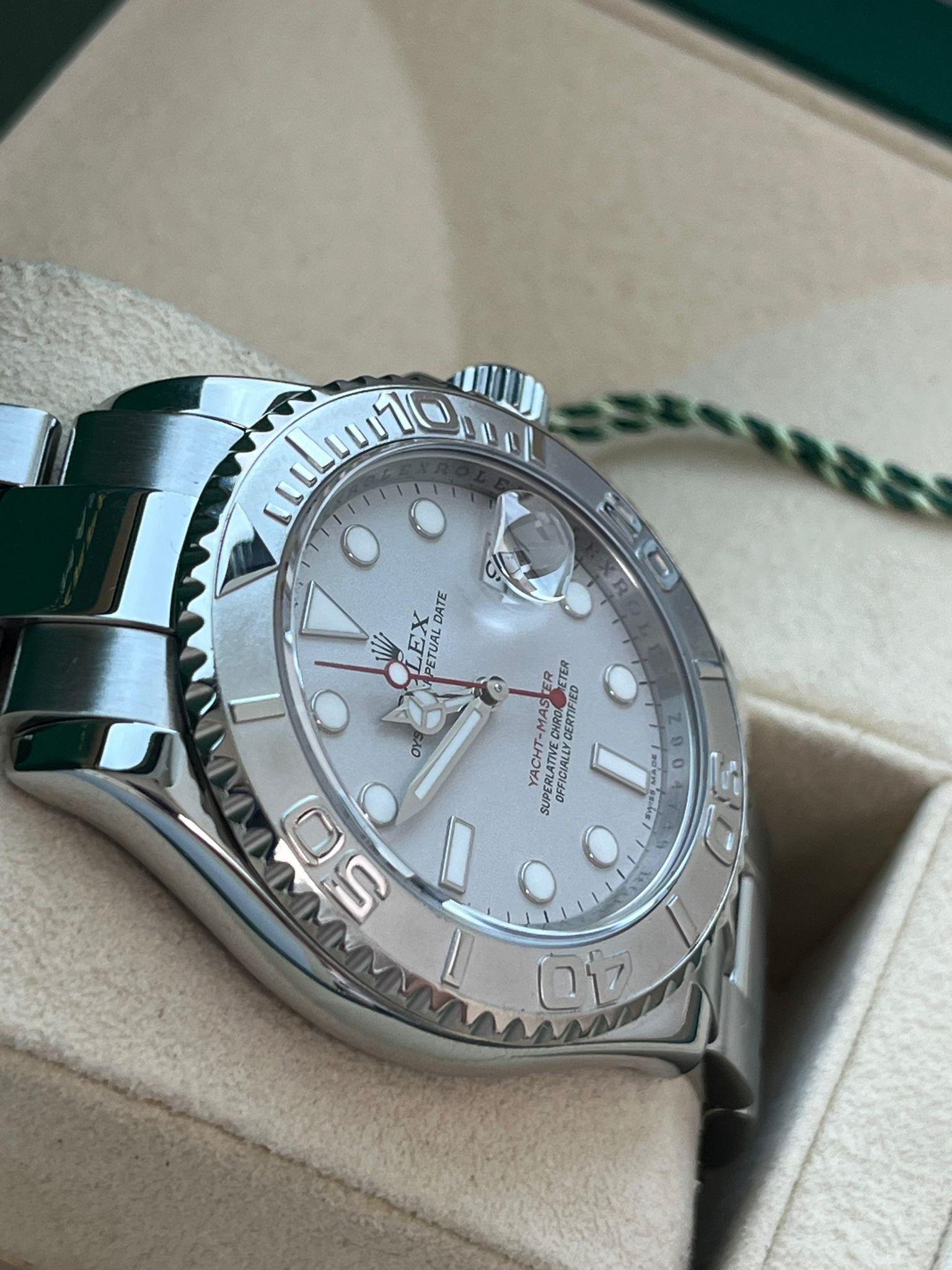 Rolex Yacht-Master 40mm Silver Dial Platinum Bezel Oyster Steel Mens Watch 16622 For Sale 7