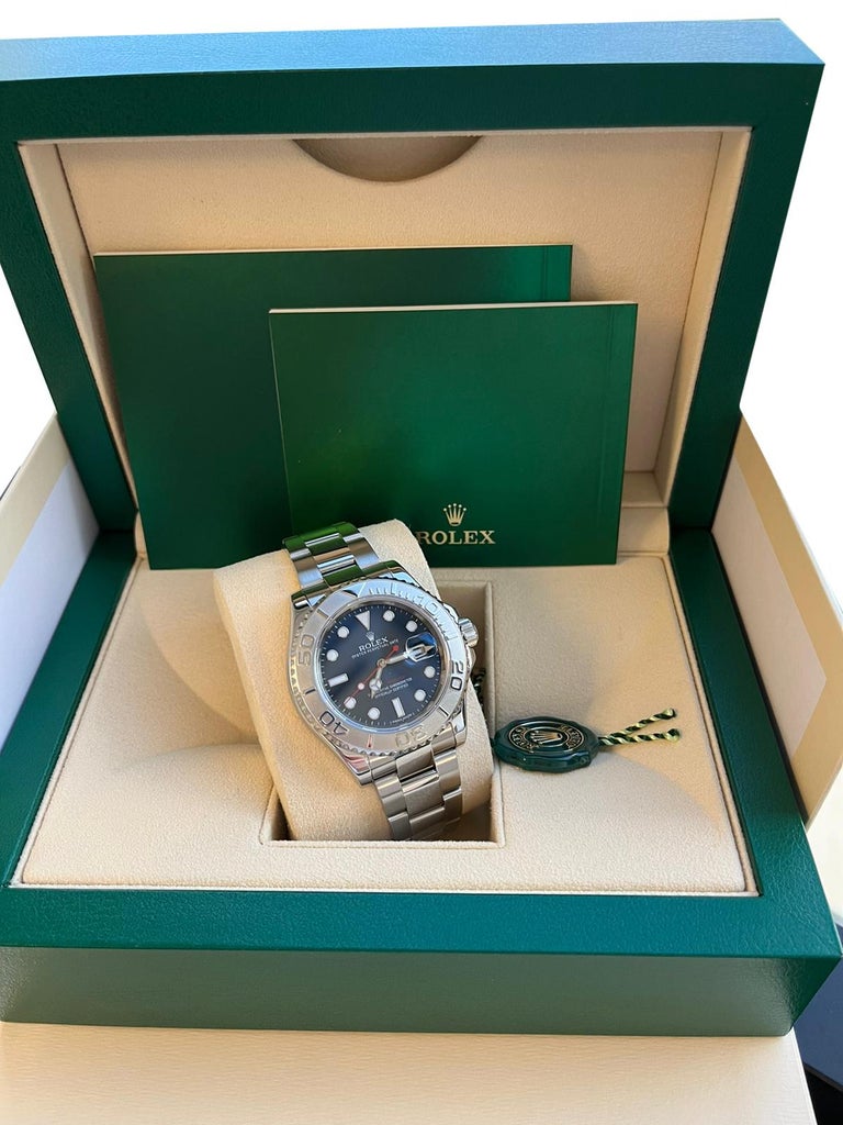 Rolex YachtMaster 40mm Stainless Steel Blue Dial Platinum Bezel Watch 116622 For Sale at 1stDibs