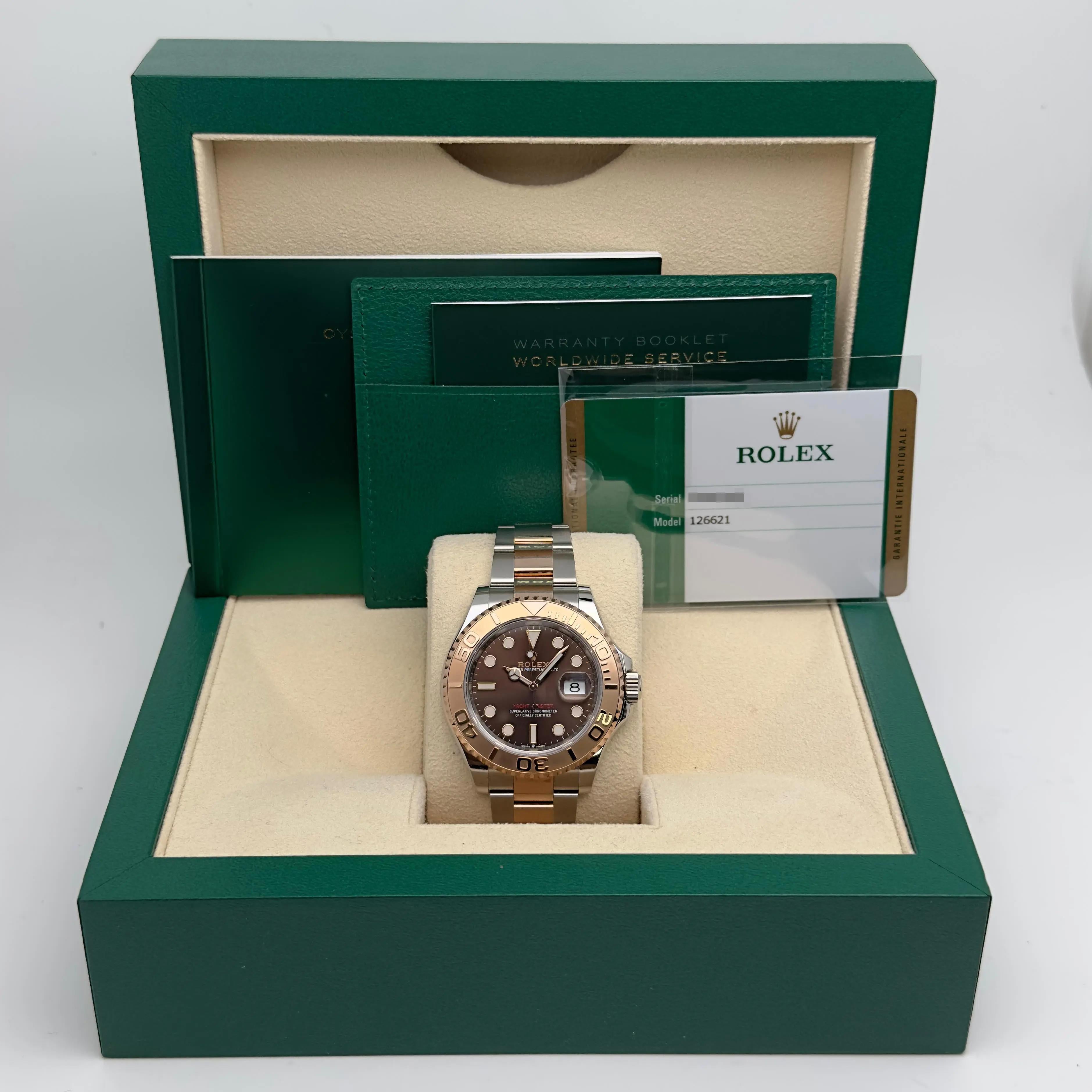 Rolex Yacht Master 40mm Steel 18K Or Chocolate Dial Automatic Montre pour hommes 126621