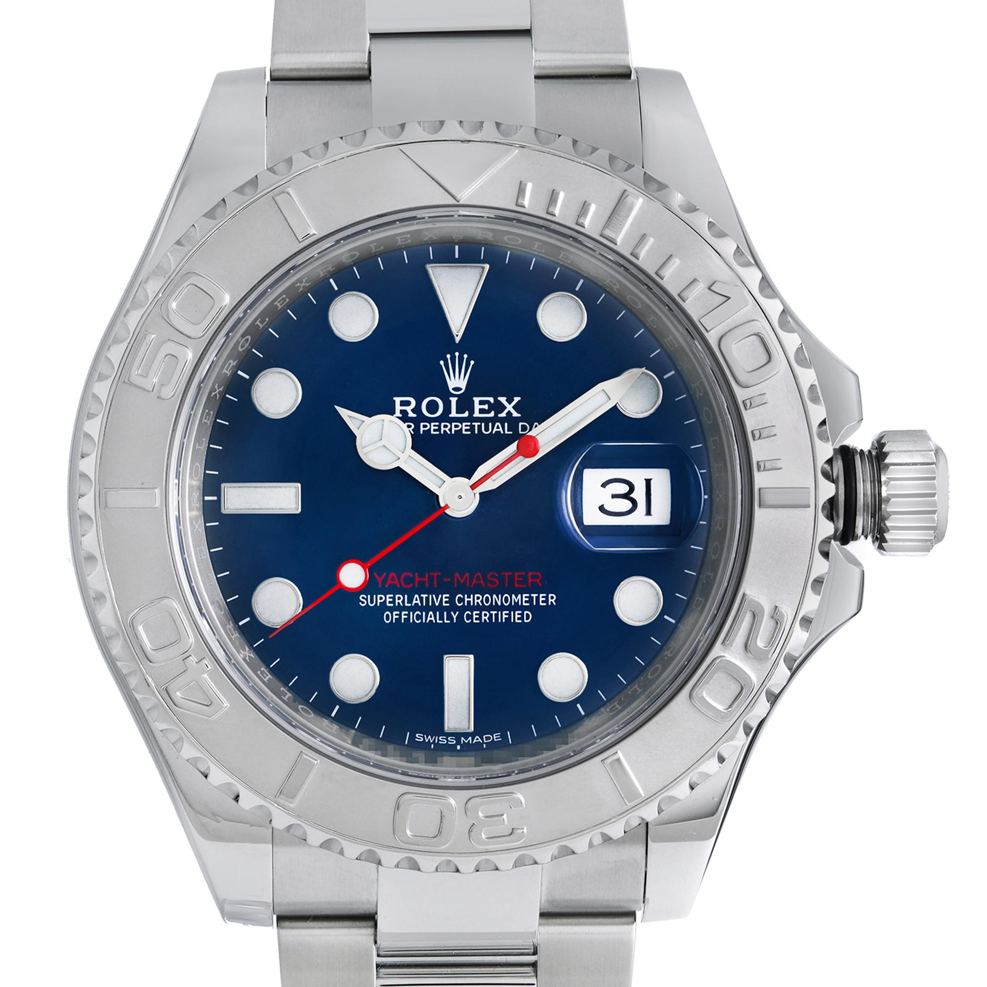 Damaged bezel at 2 O' Clock as visible in pictures. Original Box and Papers are Included. Authenticity Card is included. Covered by 1-year Chronostore Warranty. 
Details:
Brand Rolex
Color Blue
Department Men
Model Number 116622
Model Rolex