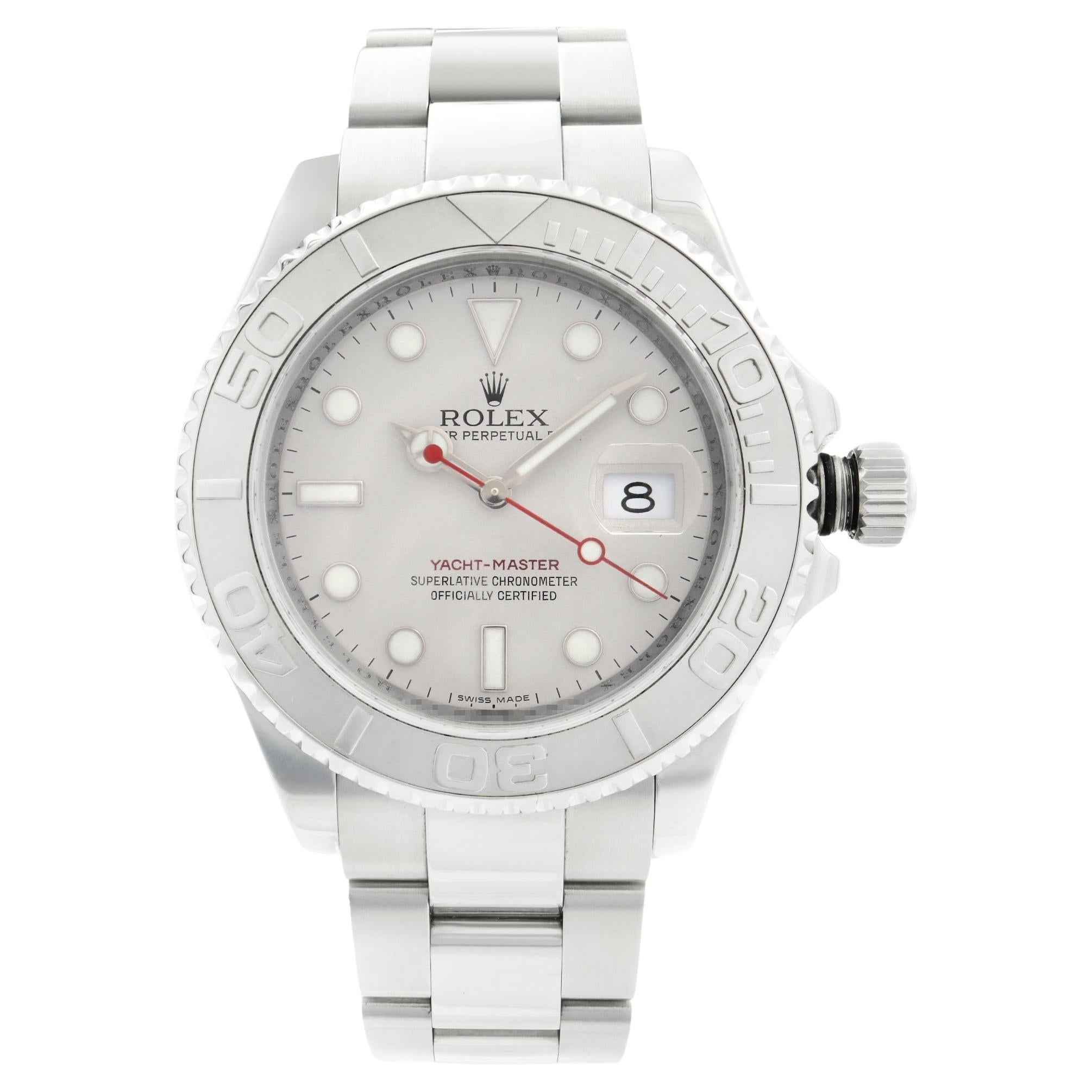 Montre automatique Rolex Yacht-Master 40mm en acier et platine avec cadran gris pour hommes 16622 en vente