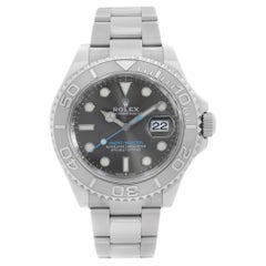 Montre automatique Rolex Yacht-Master en acier, platine, cadran en rhodium, pour hommes 126622