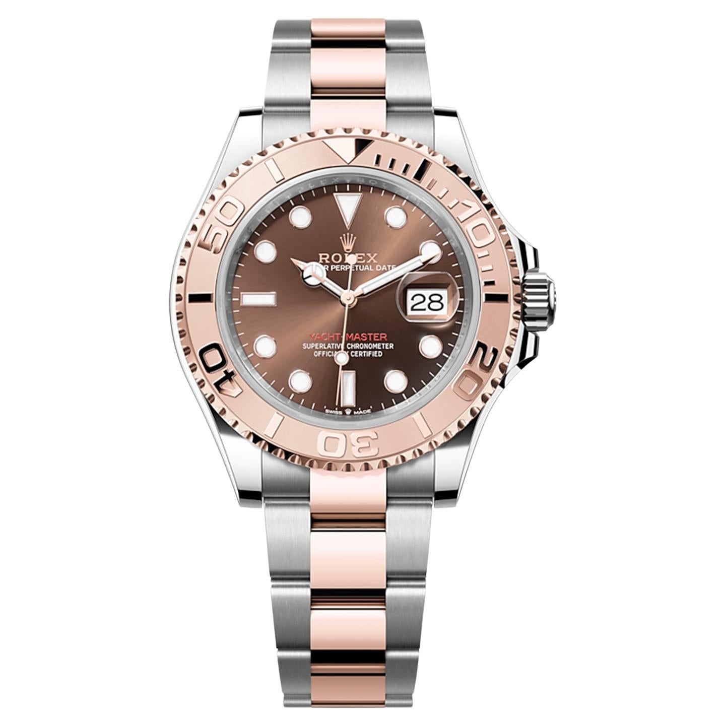 Rolex Yacht-Master 40mm Two-Tone Chocolate Dial Rose Gold Oyster Watch  126621 For Sale at 1stDibs