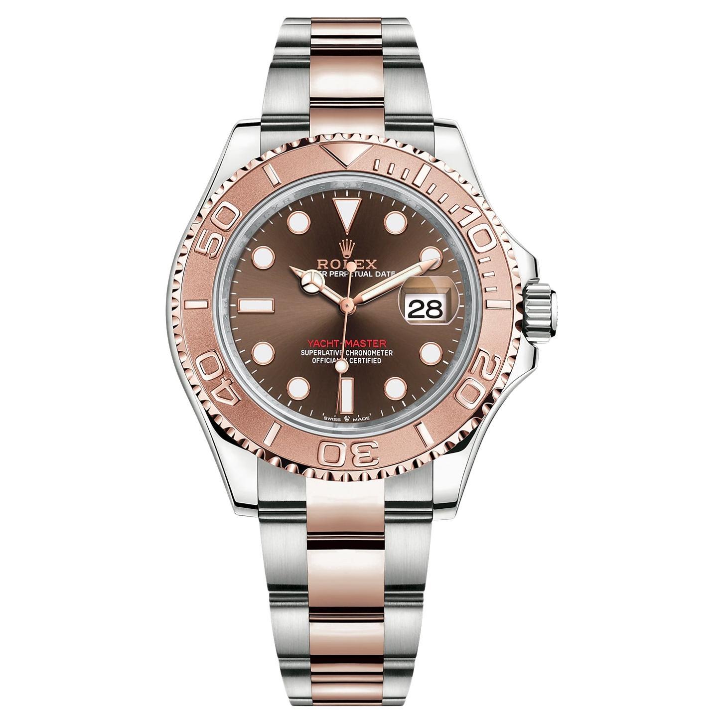 Rolex Yacht-Master 40mm Two-Tone Chocolate Dial Rose Gold Oyster Watch ...