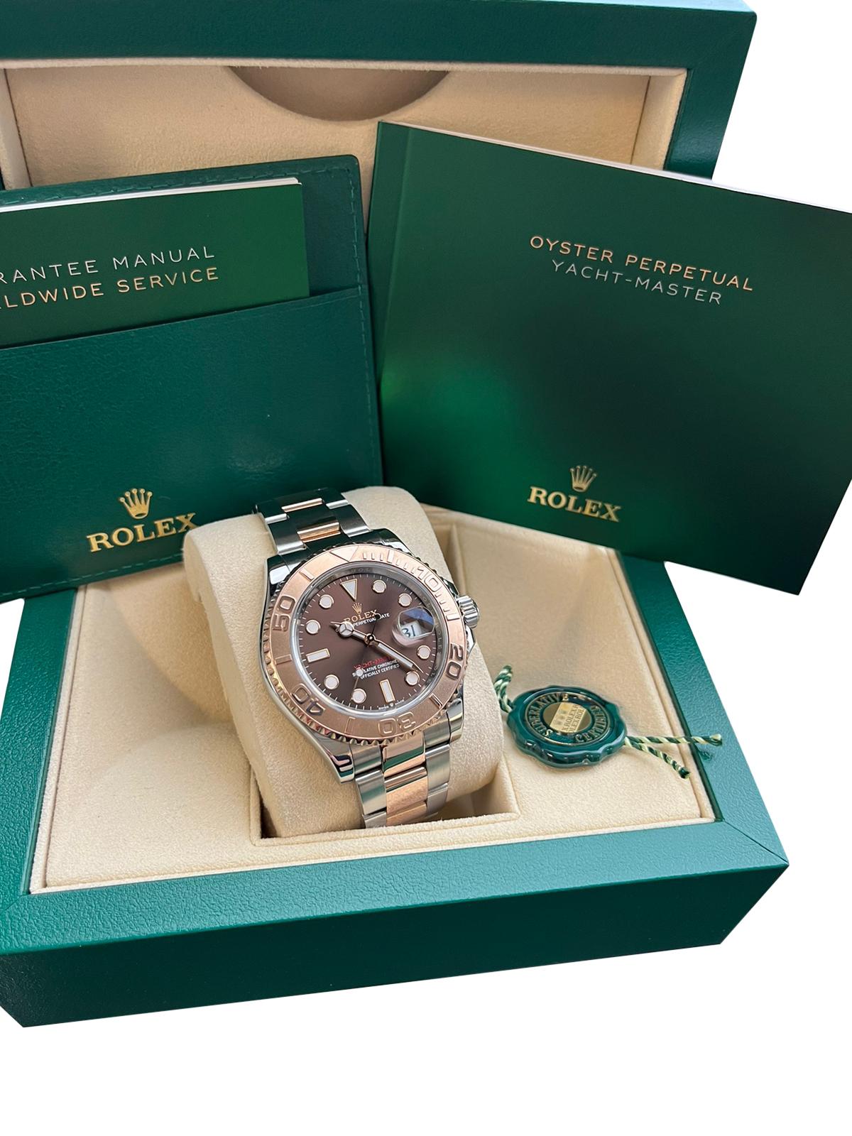 Women's or Men's Rolex Yacht-Master 40mm Two Tone Steel/Rose Gold Chocolate Dial Men Watch 126621 For Sale