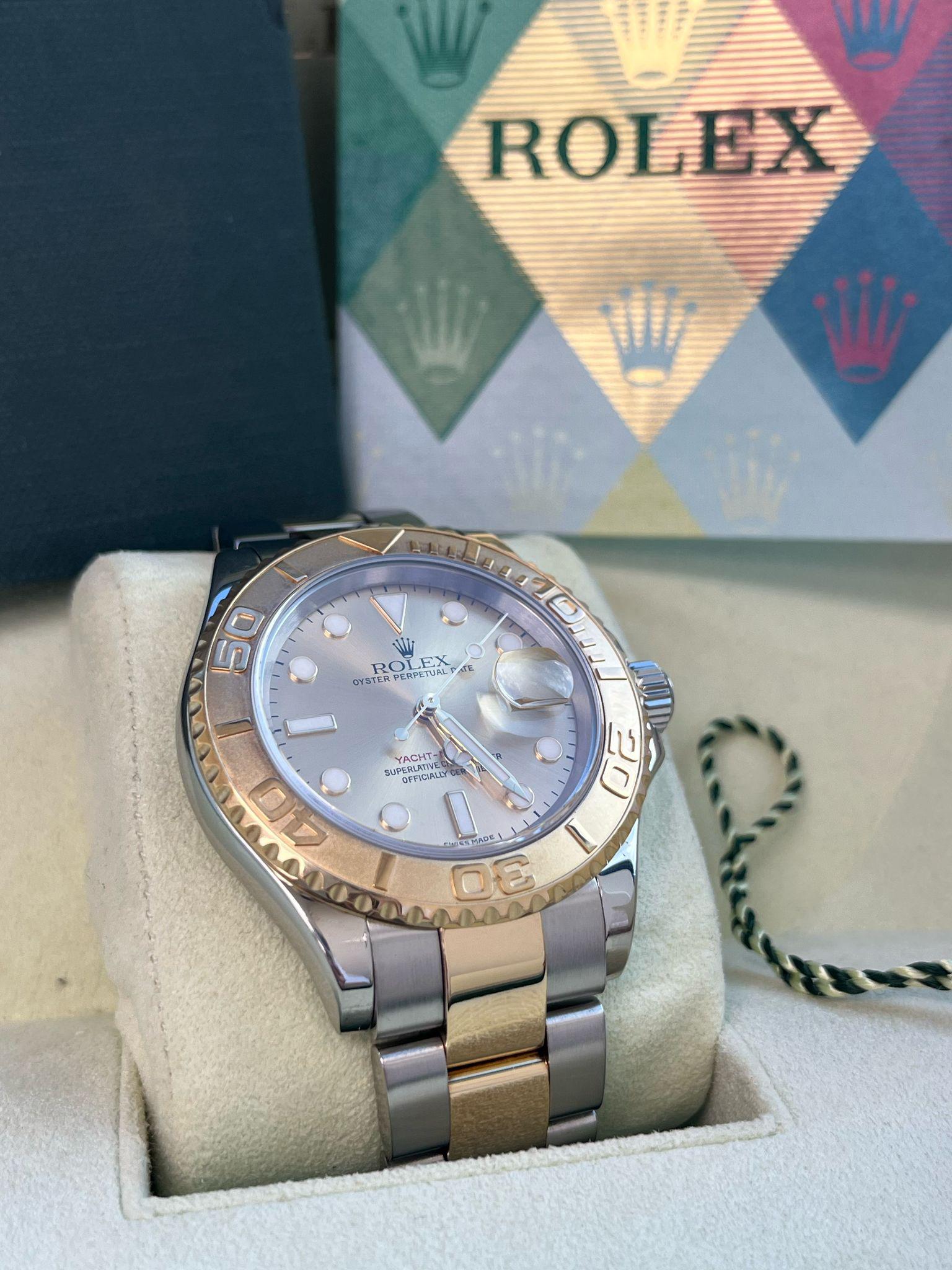Rolex Yacht-Master 40mm Yellow Gold Steel Champagne Dial Men's Watch 16623 For Sale 8