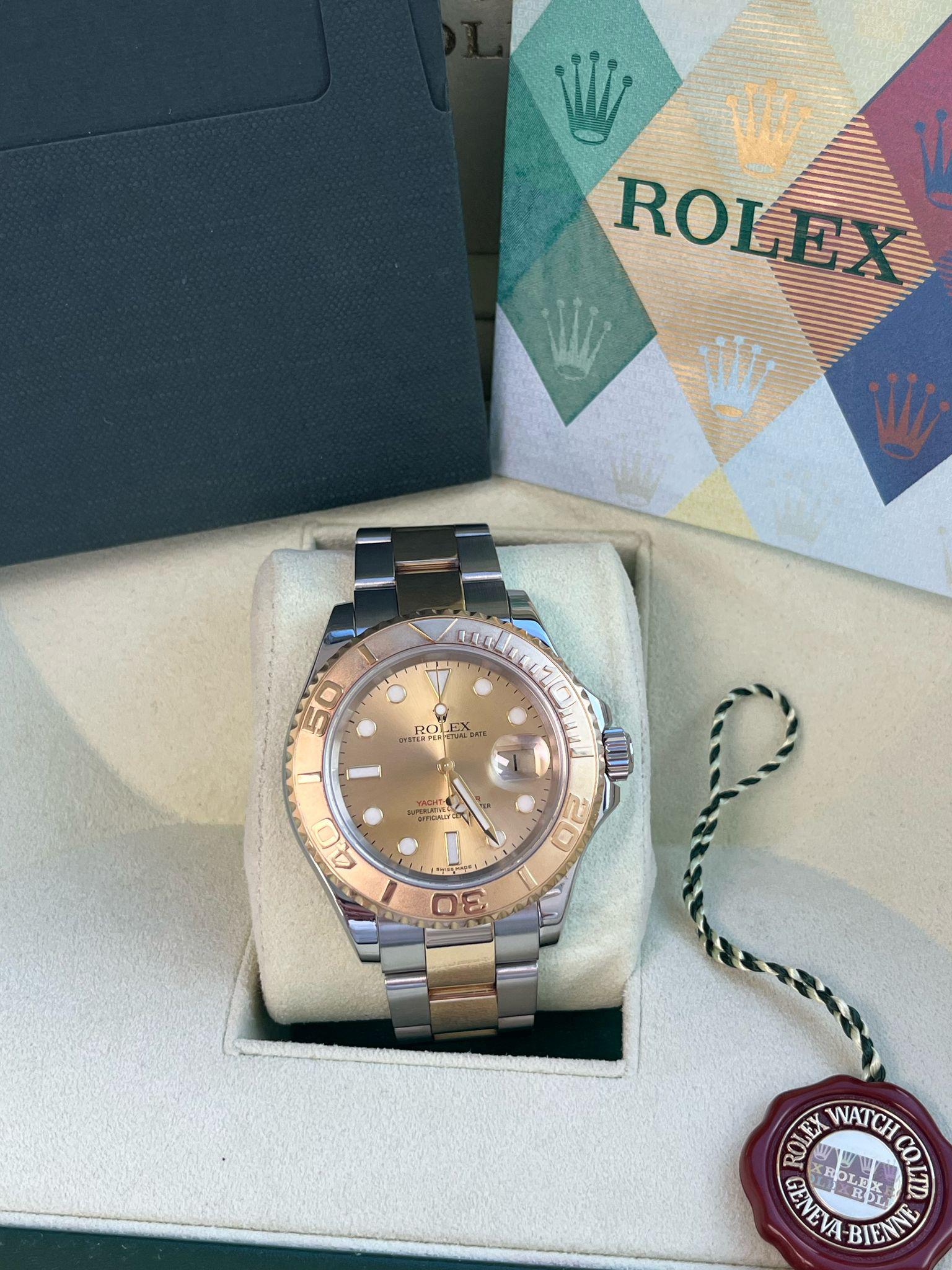 Rolex Yacht-Master 40mm Yellow Gold Steel Champagne Dial Men's Watch 16623 For Sale 5