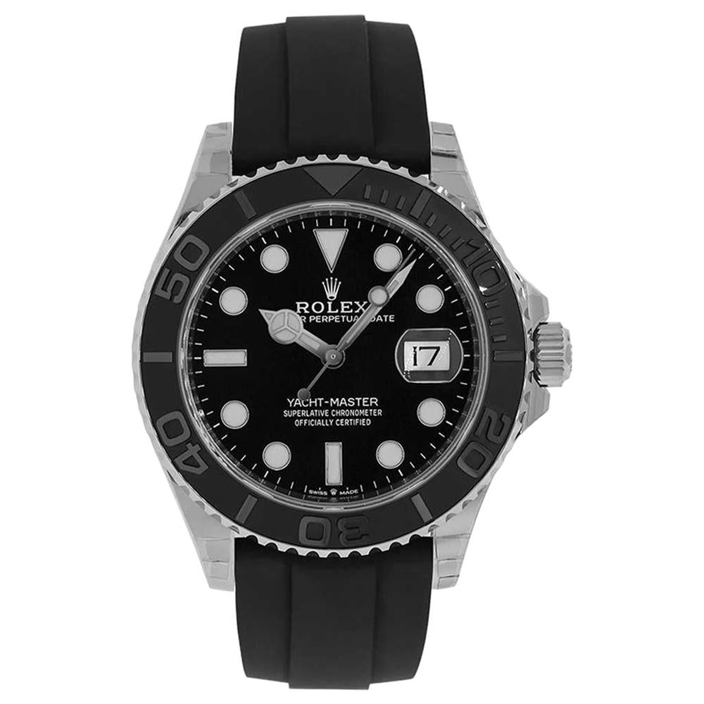 Rolex Yacht-Master 42 White Gold Black Dial Oysterflex Watch 226659 For Sale
