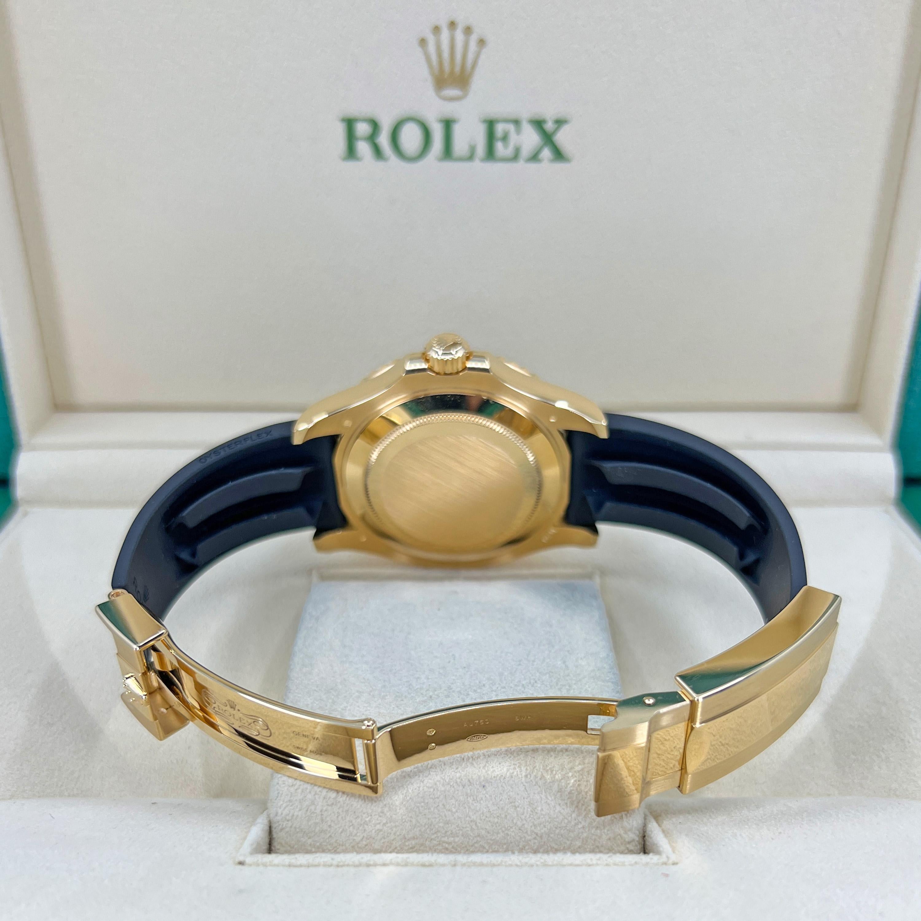 Rolex Yacht-Master 42 Yellow Gold Black Dial 2022 226658 Unworn Watch Complete For Sale 6