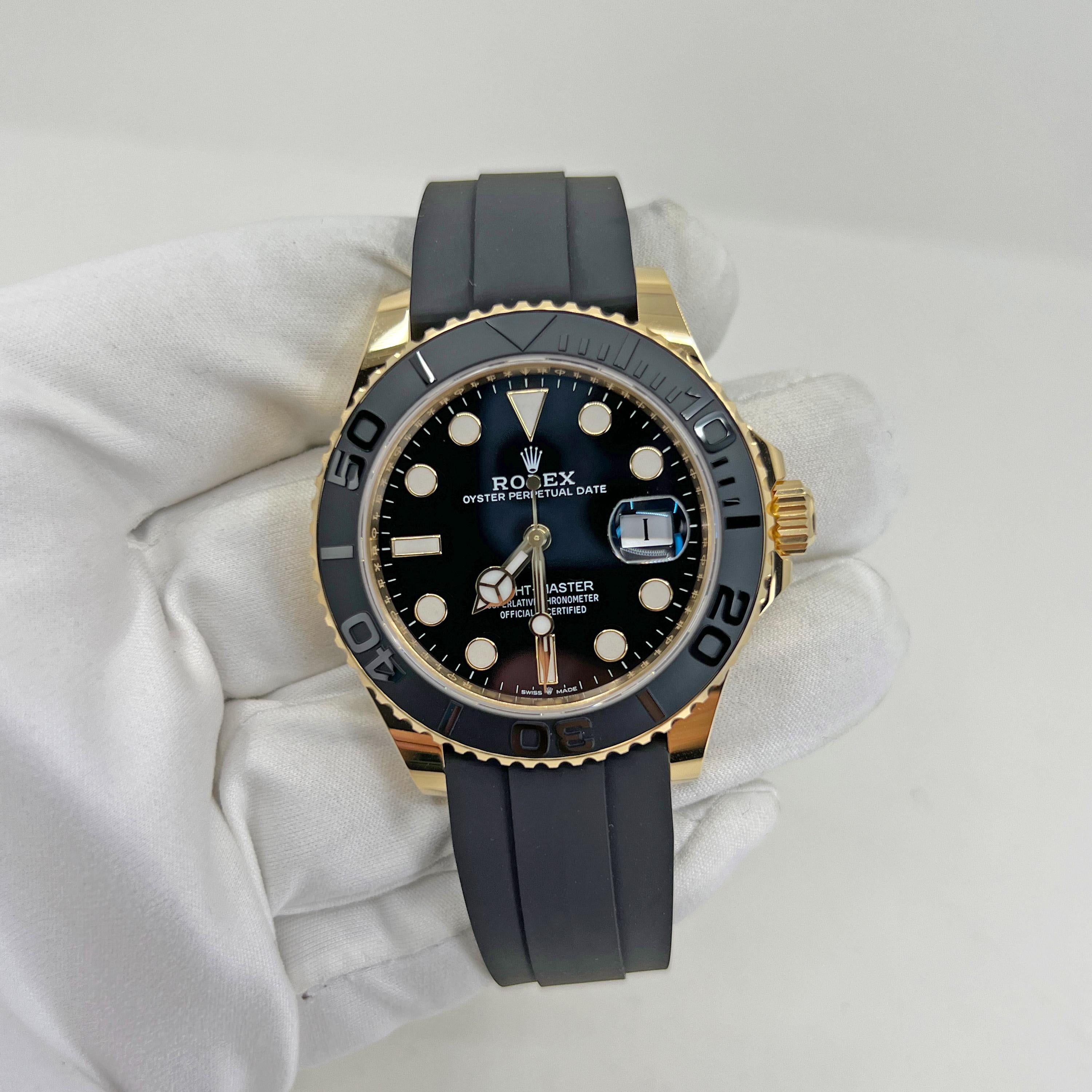 Rolex Yacht-Master 42 Yellow Gold Black Dial 2022 226658 Unworn Watch Complete For Sale 10