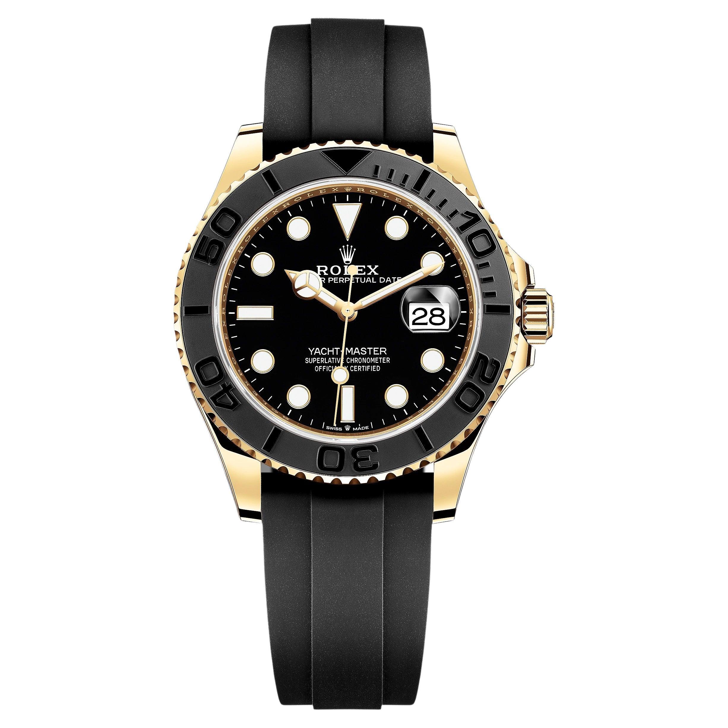 Rolex Yacht-Master 42 Yellow Gold Black Dial 2022 226658 Unworn Watch Complete For Sale