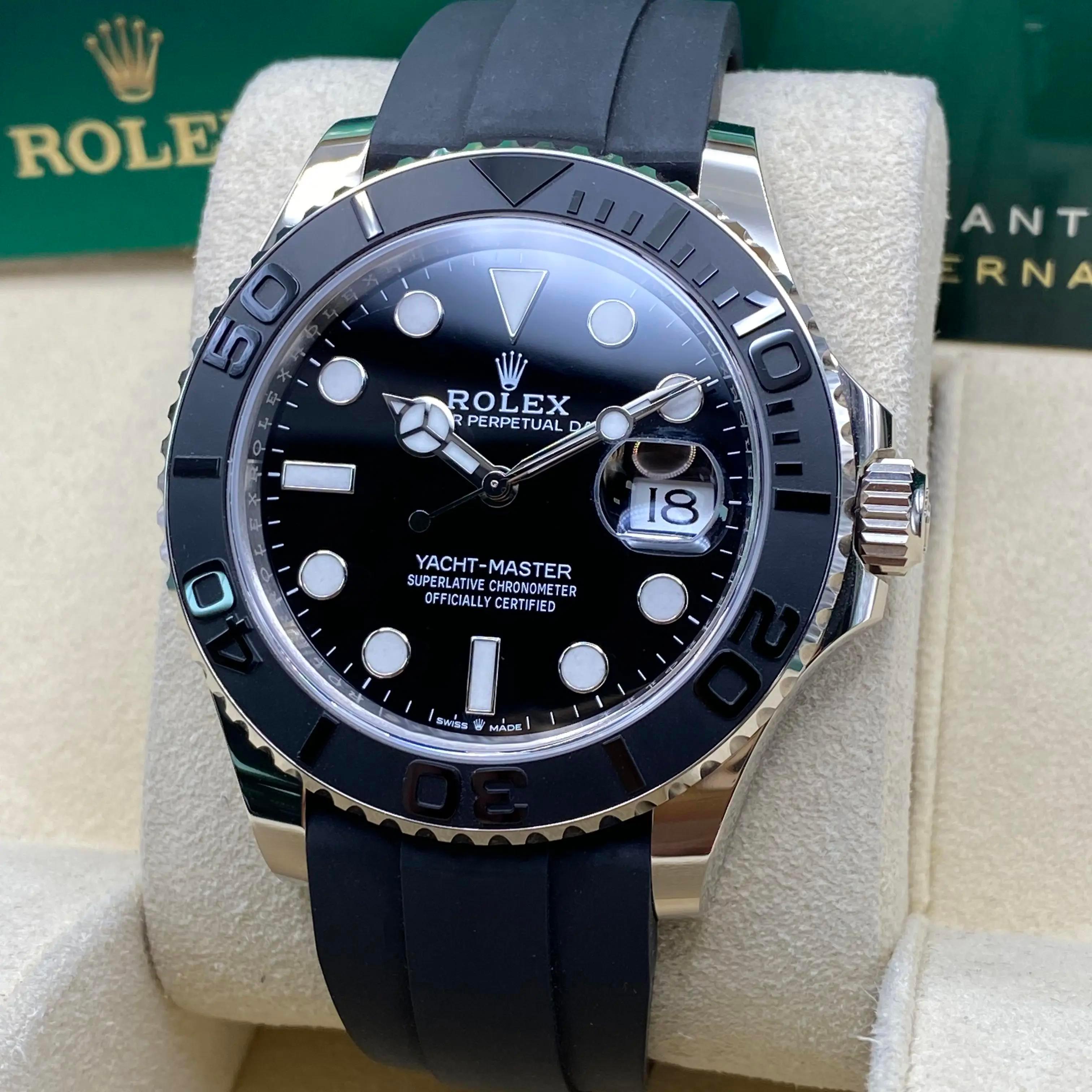 Unworn Rolex Yacht-Master 42mm White Gold Black Dial Automatic Mens Watch 226659 In New Condition For Sale In New York, NY