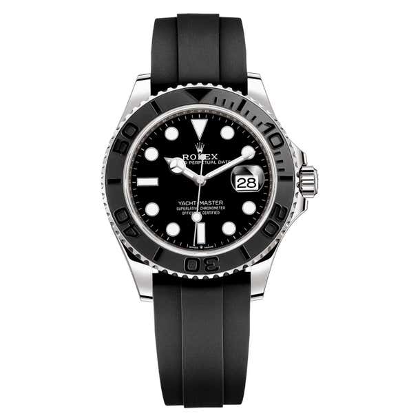 Rolex Yacht-Master Automatic Black Dial 18ct Oysterflex Rubber Strap ...