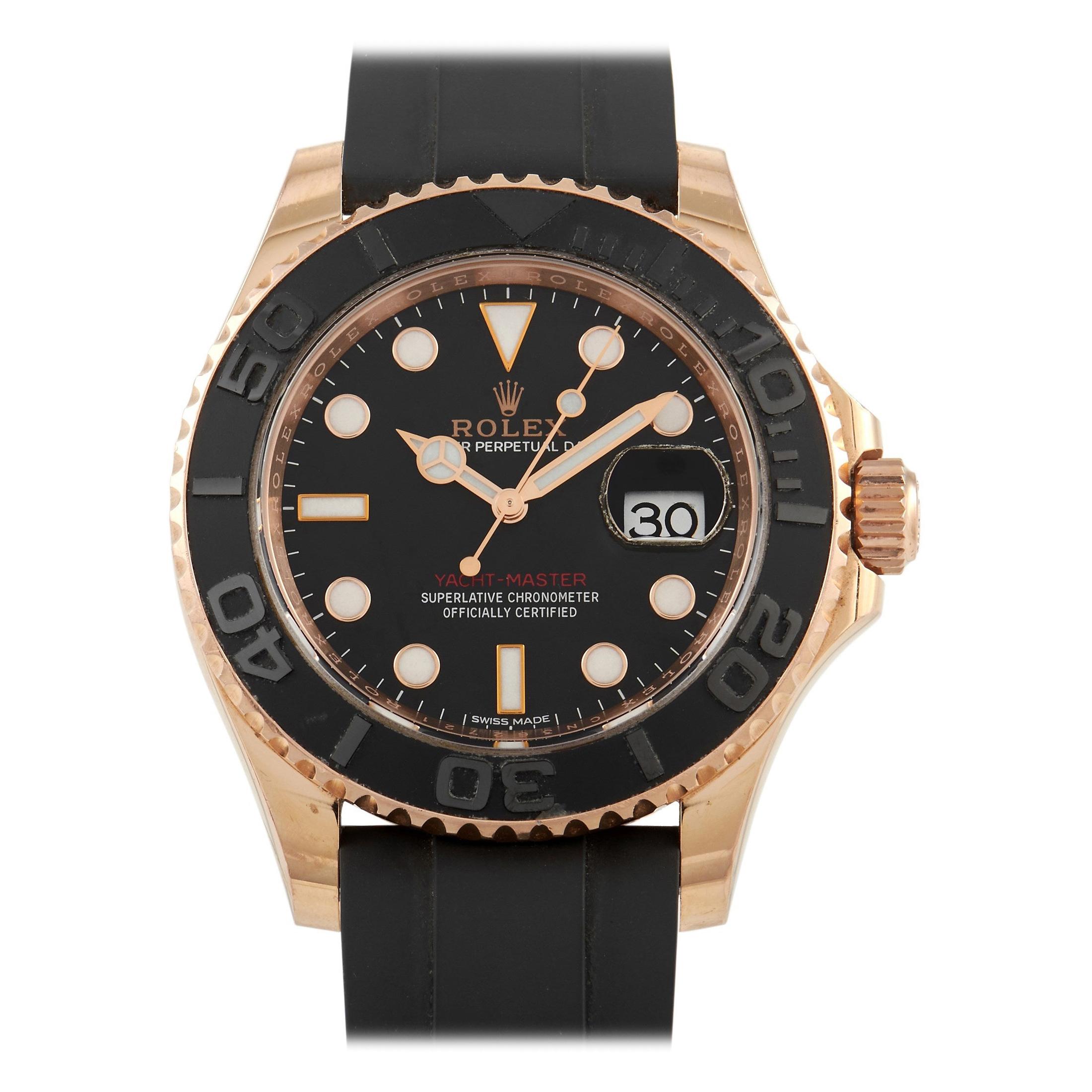 Rolex Yacht-Master Everose Gold Rubber Strap Watch 116655 