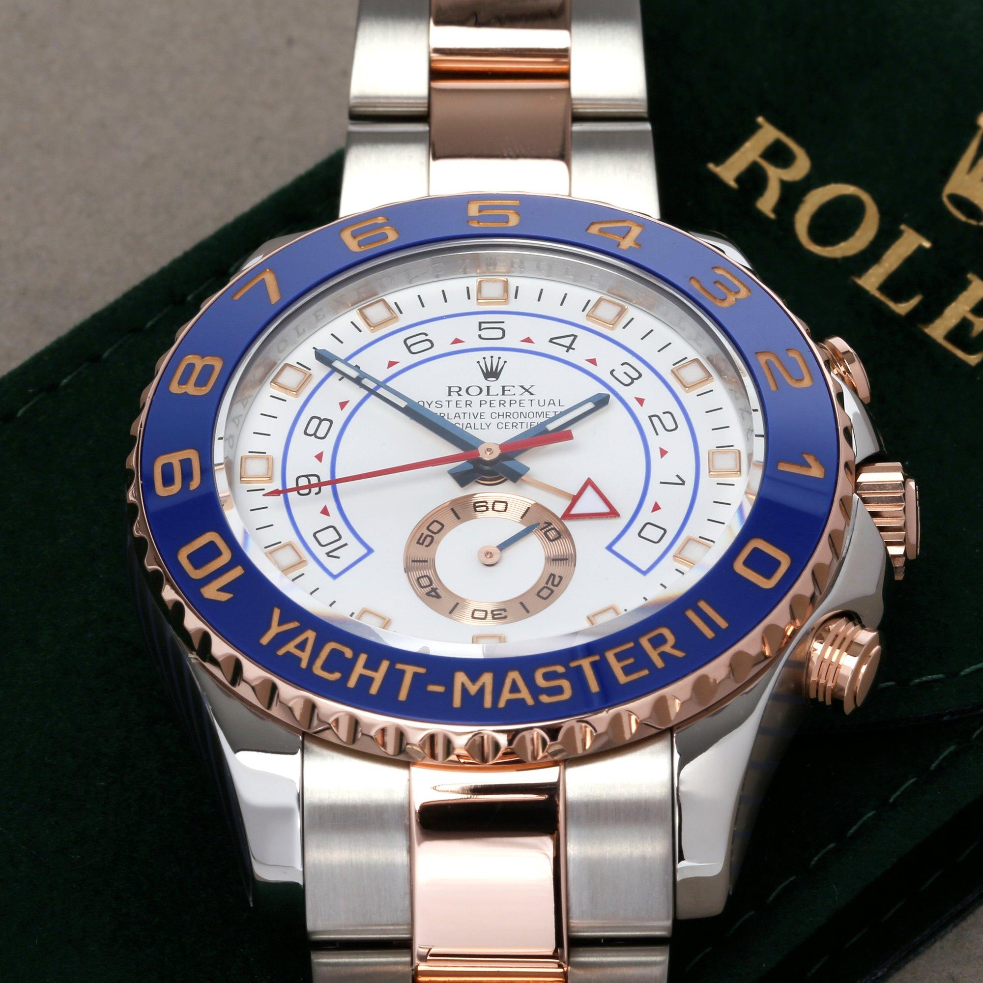 Rolex Yacht-Master II 0 116681 Men's Rose Gold & Stainless Steel 0 Watch In Excellent Condition In Bishops Stortford, Hertfordshire