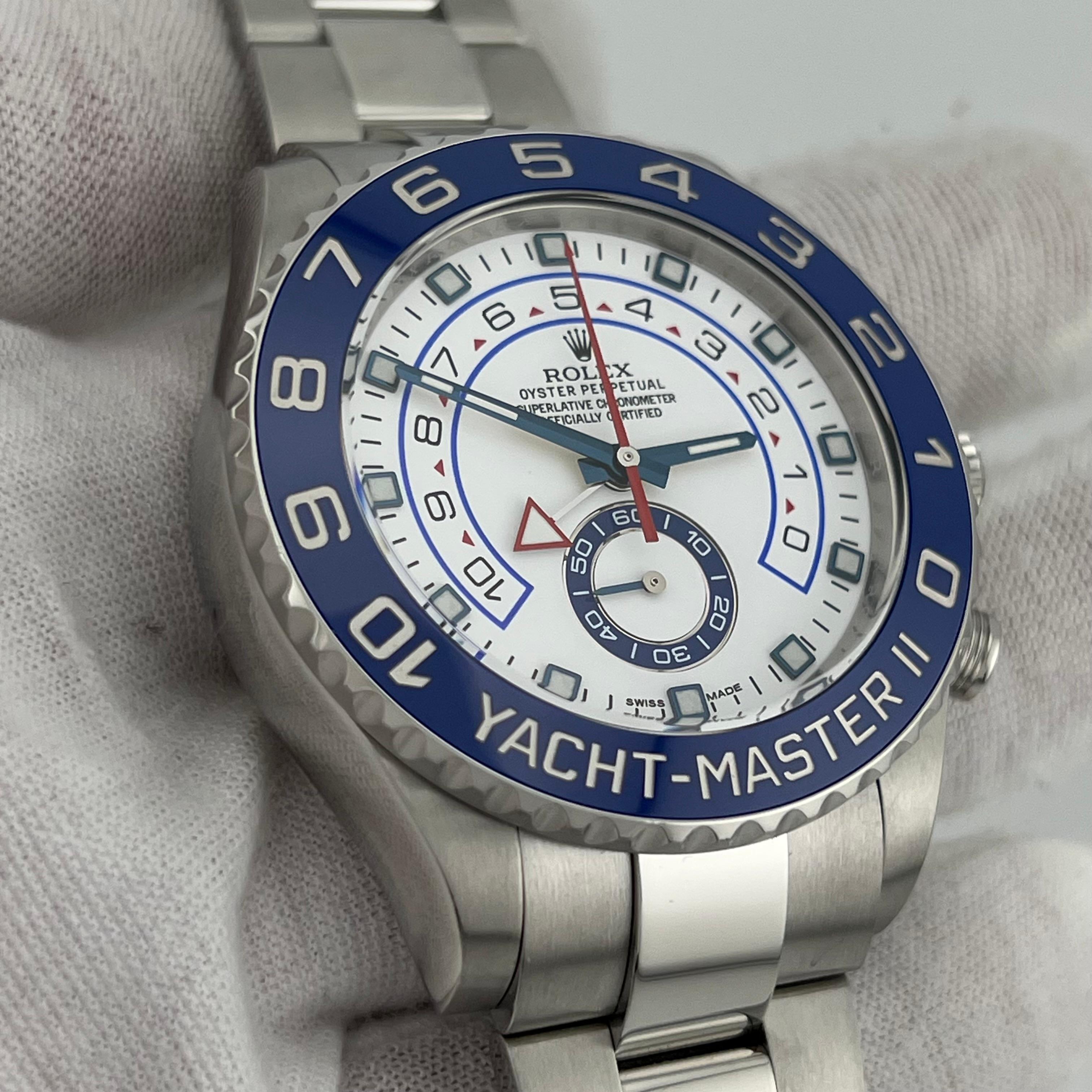 Rolex Yacht Master II 116680 44mm Blue Ceramic Bezel White Dial Stainless Steel 8
