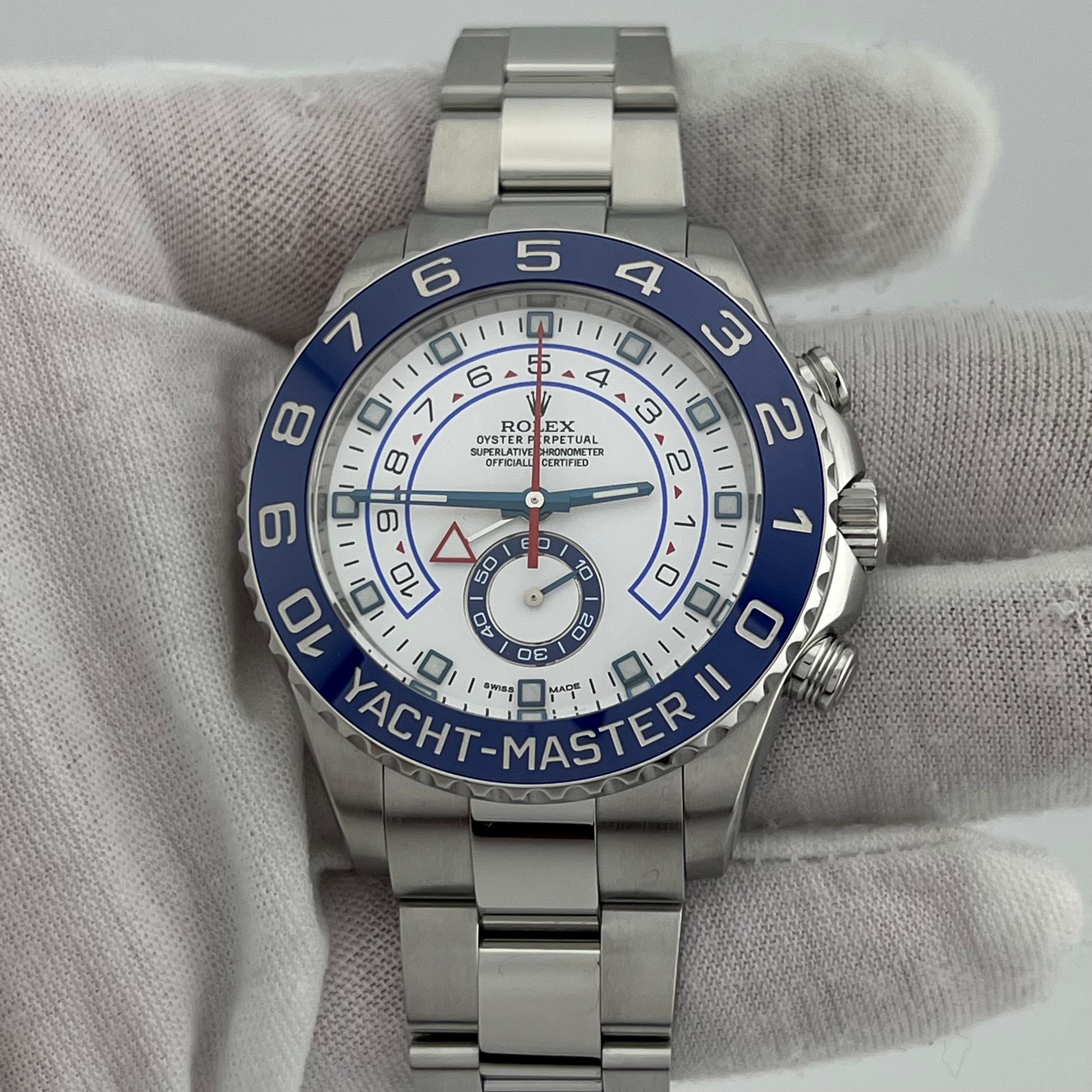 Rolex Yacht Master II 116680 44mm Blue Ceramic Bezel White Dial Stainless Steel 1