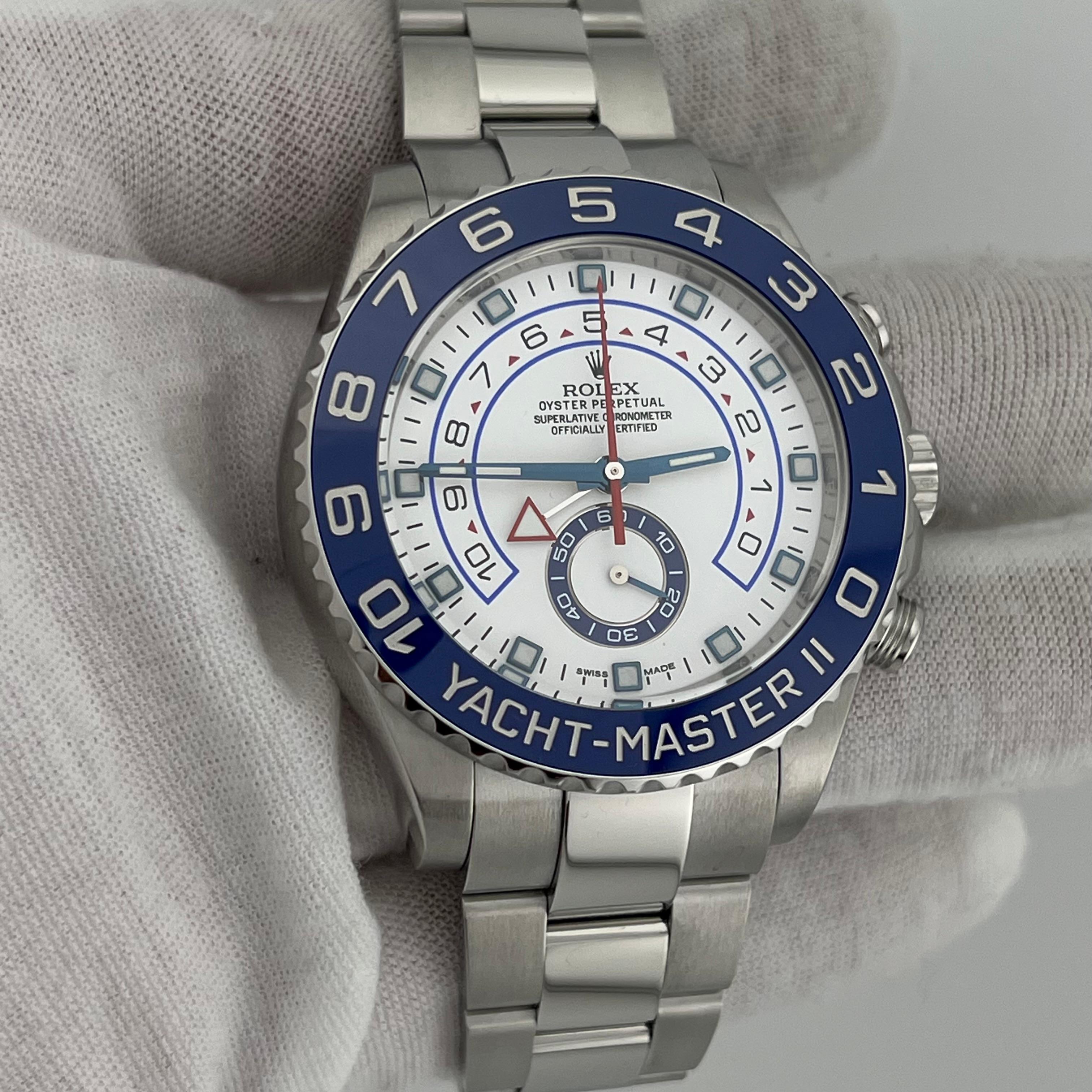 Rolex Yacht Master II 116680 44mm Blue Ceramic Bezel White Dial Stainless Steel 2