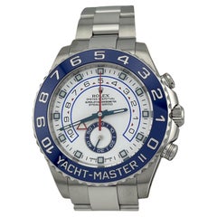 Rolex Yacht Master II 116680 44mm Blue Ceramic Bezel White Dial Stainless Steel