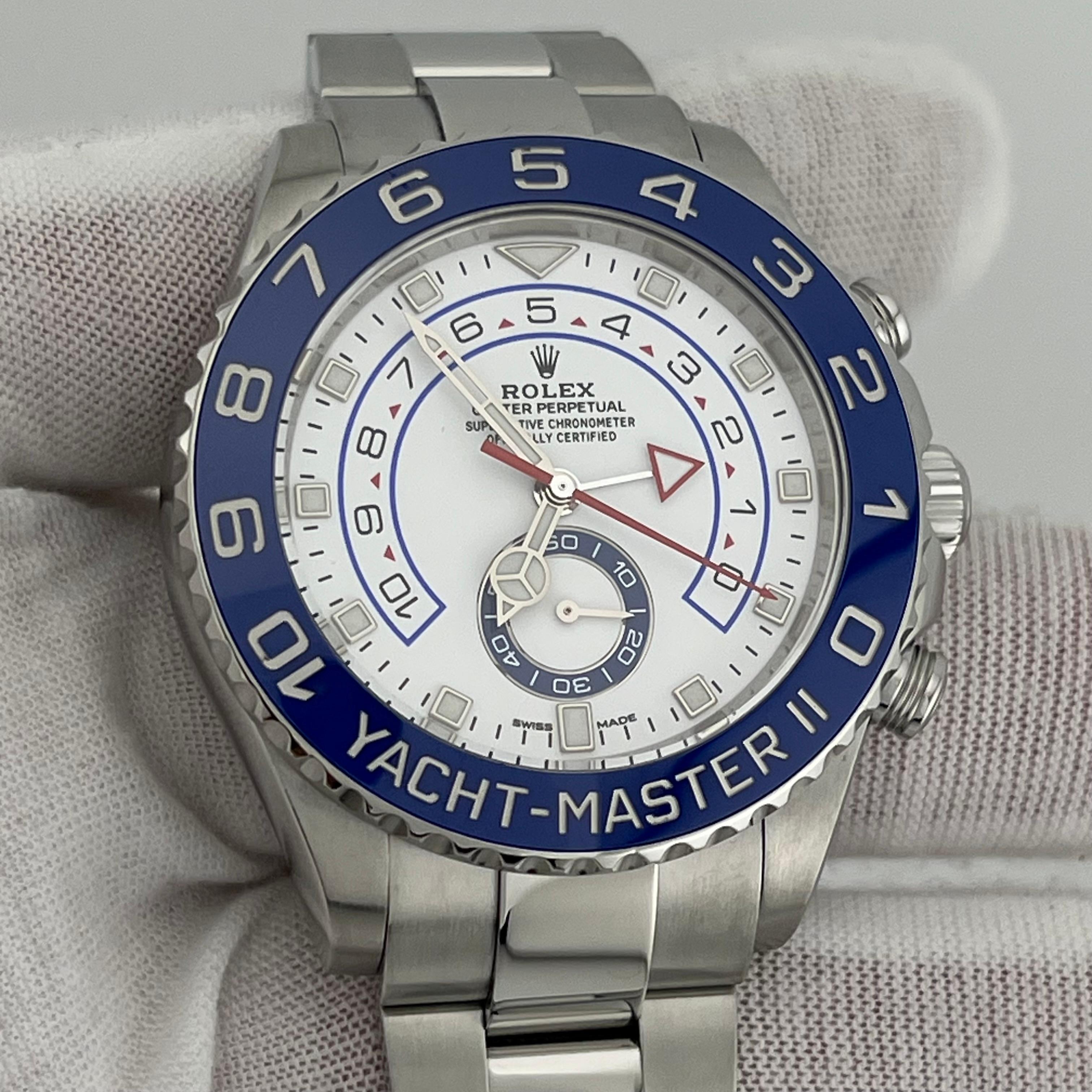 Rolex Yacht Master II 116680 44 mm céramique bleue acier inoxydable Boîte papier Excellent état à San Diego, CA