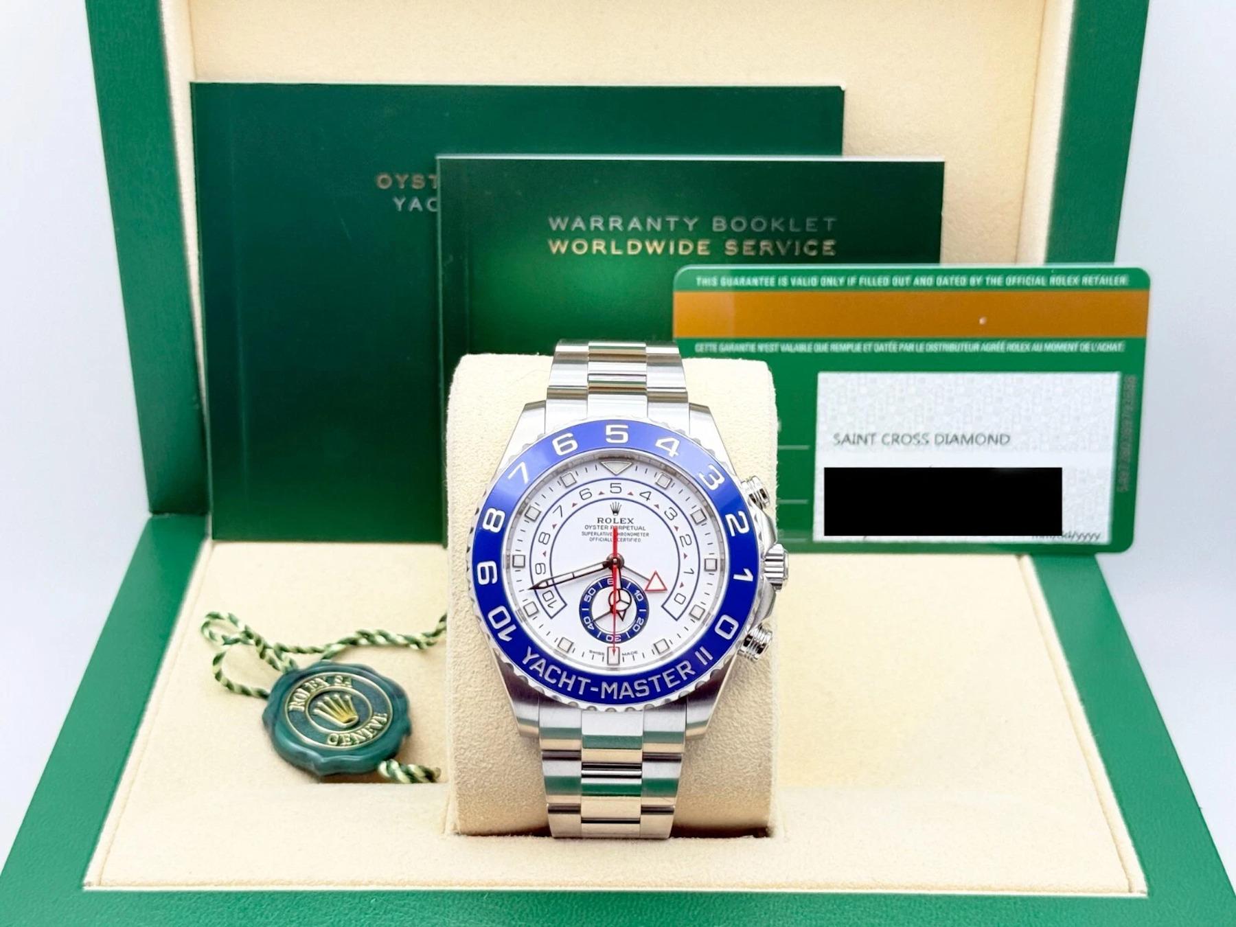 Style Number: 116680



Serial: 90885***



Year: 2018

 

Model: Rolex Yacht Master II 

 

Case Material: Stainless Steel 

 

Band: Stainless Steel 

  

Bezel: Blue Ceramic 

  

Dial: White Dial 

 

Face: Sapphire Crystal 

 

Case Size: