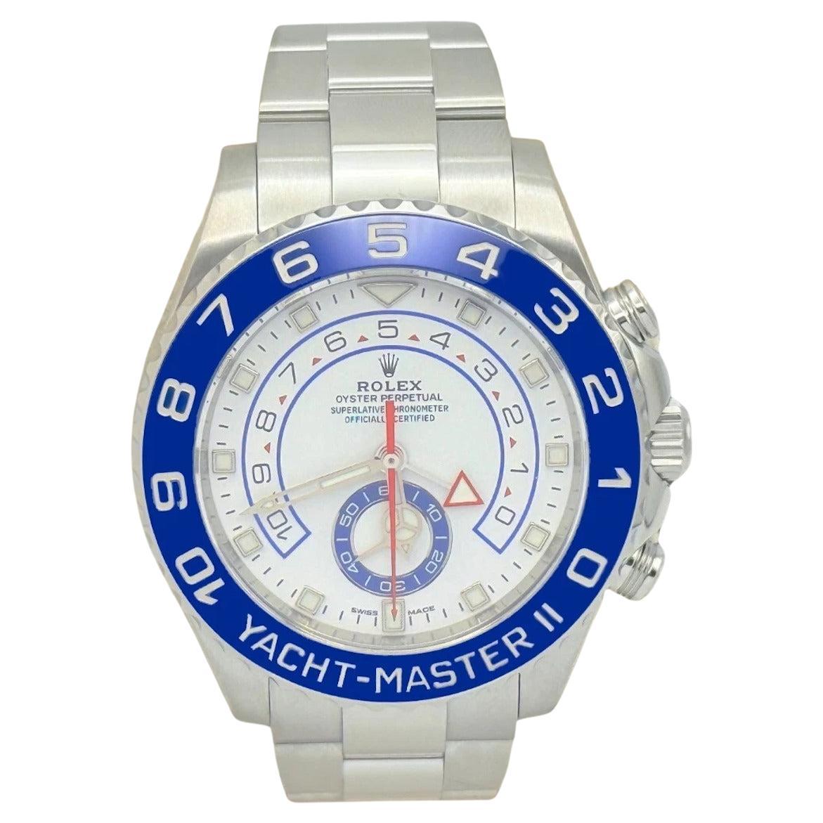 Rolex Yacht Master II 116680 Weißes Zifferblatt Blaues Zifferblatt Keramik Stahl Box Papier 44mm
