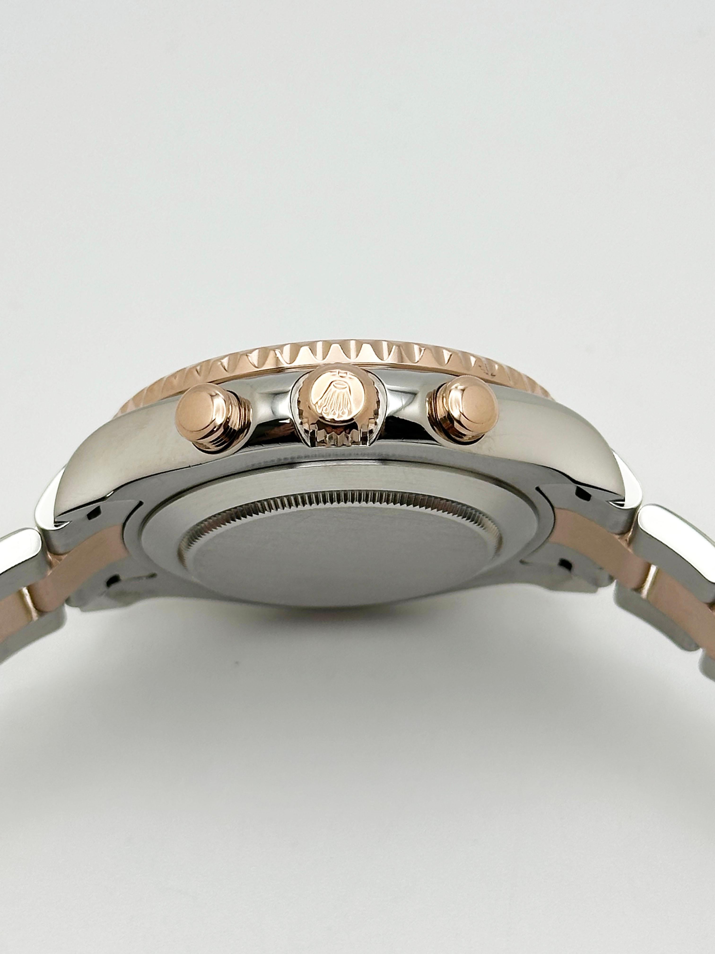 Rolex Yacht Master II 116681 44mm Céramique bleue Or rose 18K Stainless Box Paper en vente 5