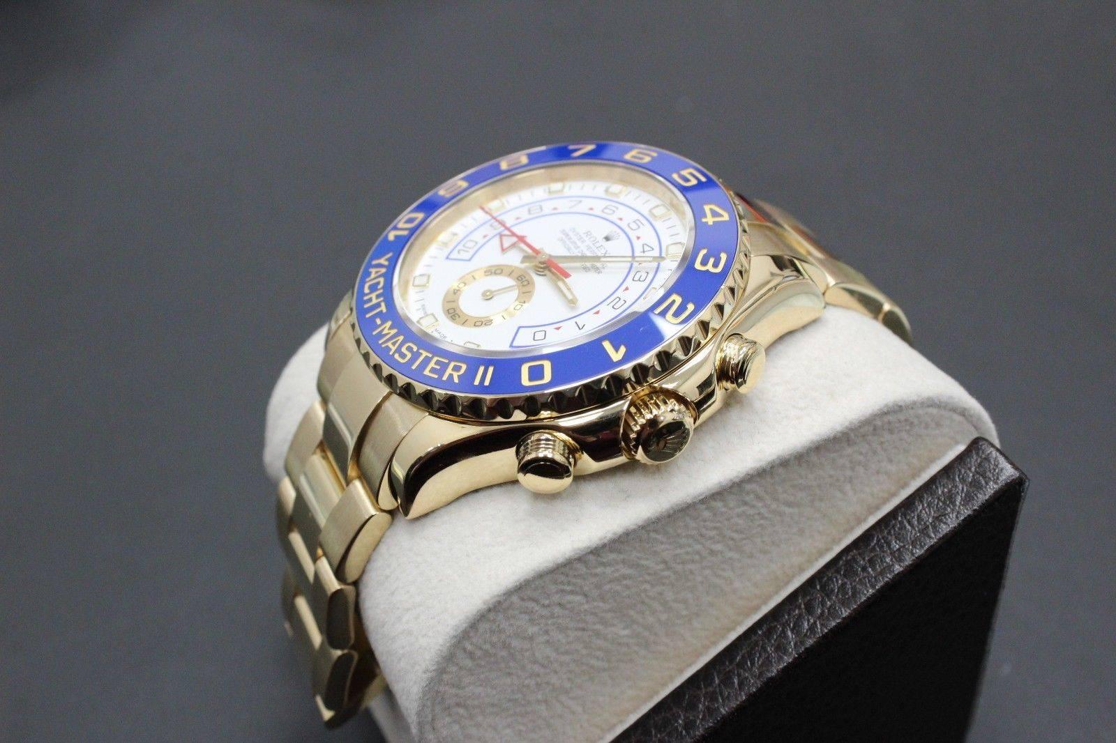 Rolex Yacht Master II 116688 Blue Ceramic Bezel 18 Karat Gold Box and Papers In Excellent Condition In San Diego, CA
