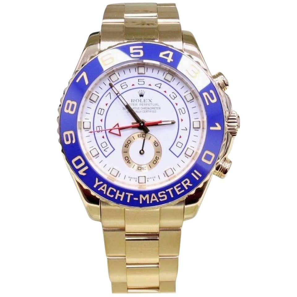gold yacht master blue face