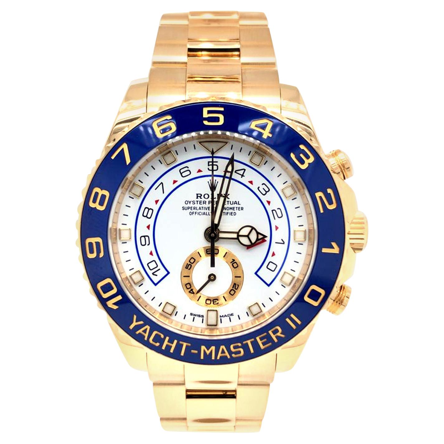 Rolex Yacht Master II 116688 Oyster 18 Karat Yellow Gold White Index Dial Watch