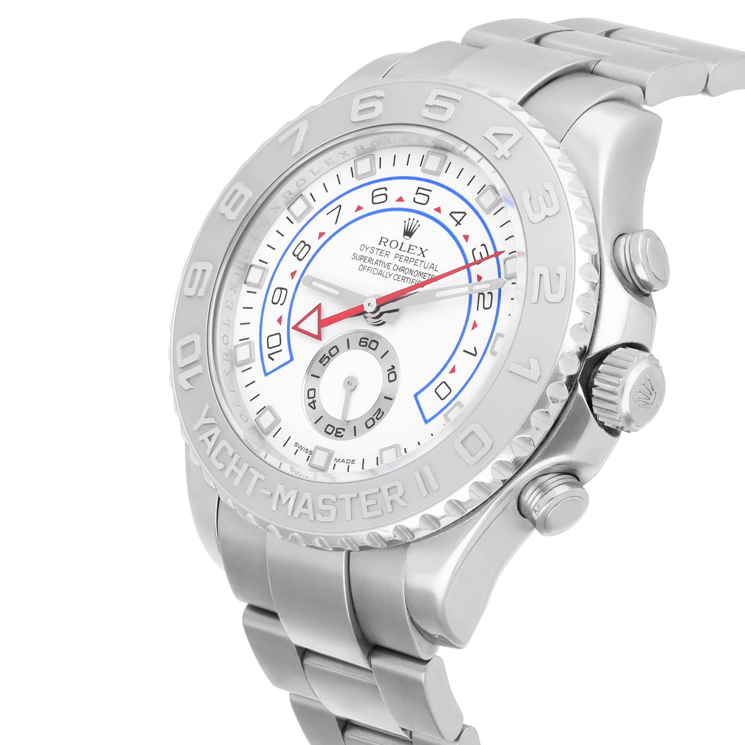 Modern Rolex Yacht-Master II 18KT W/G Automatic Mens Watch 116689 Complete For Sale